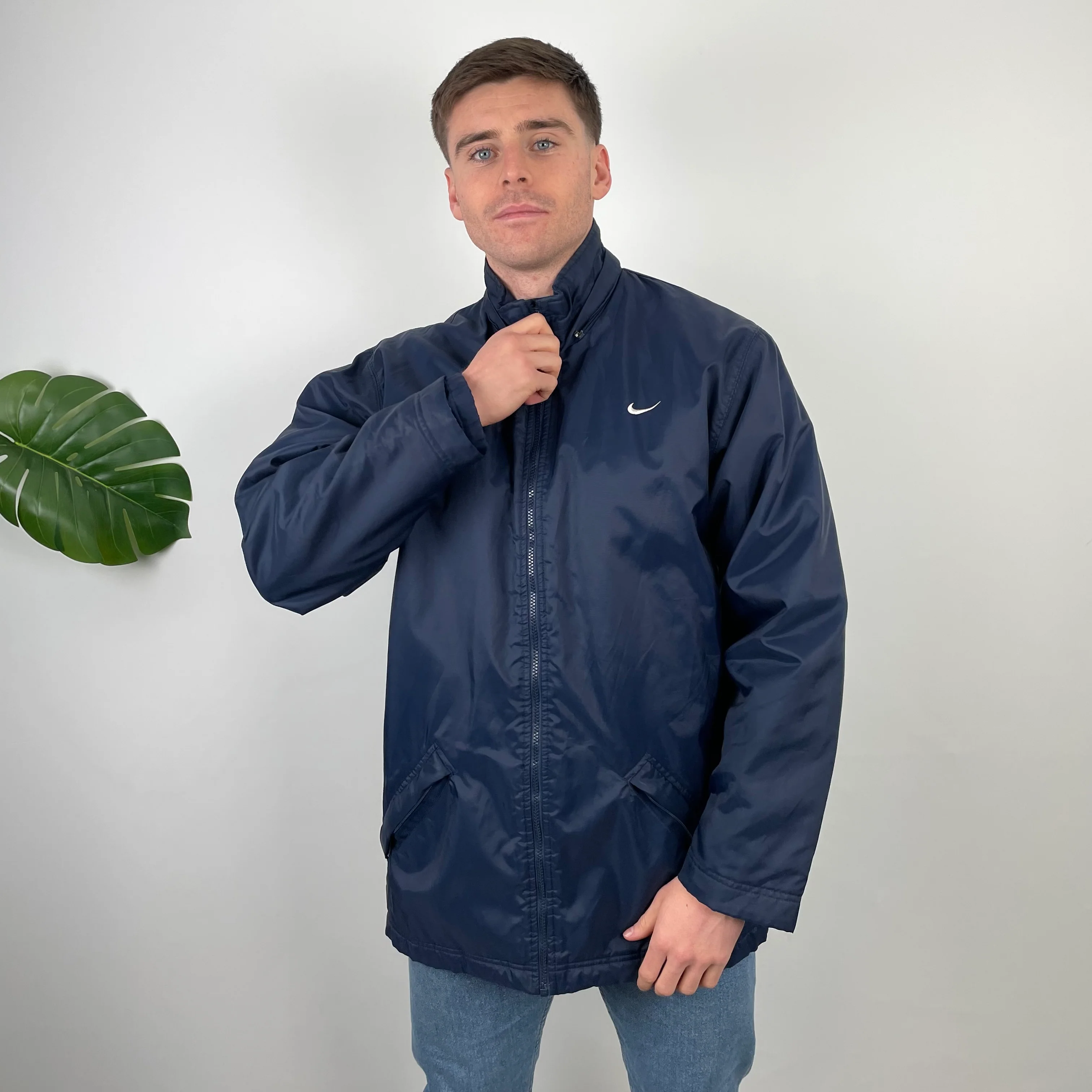 Nike RARE Navy Embroidered Swoosh Padded Jacket (XXL) - Image 4