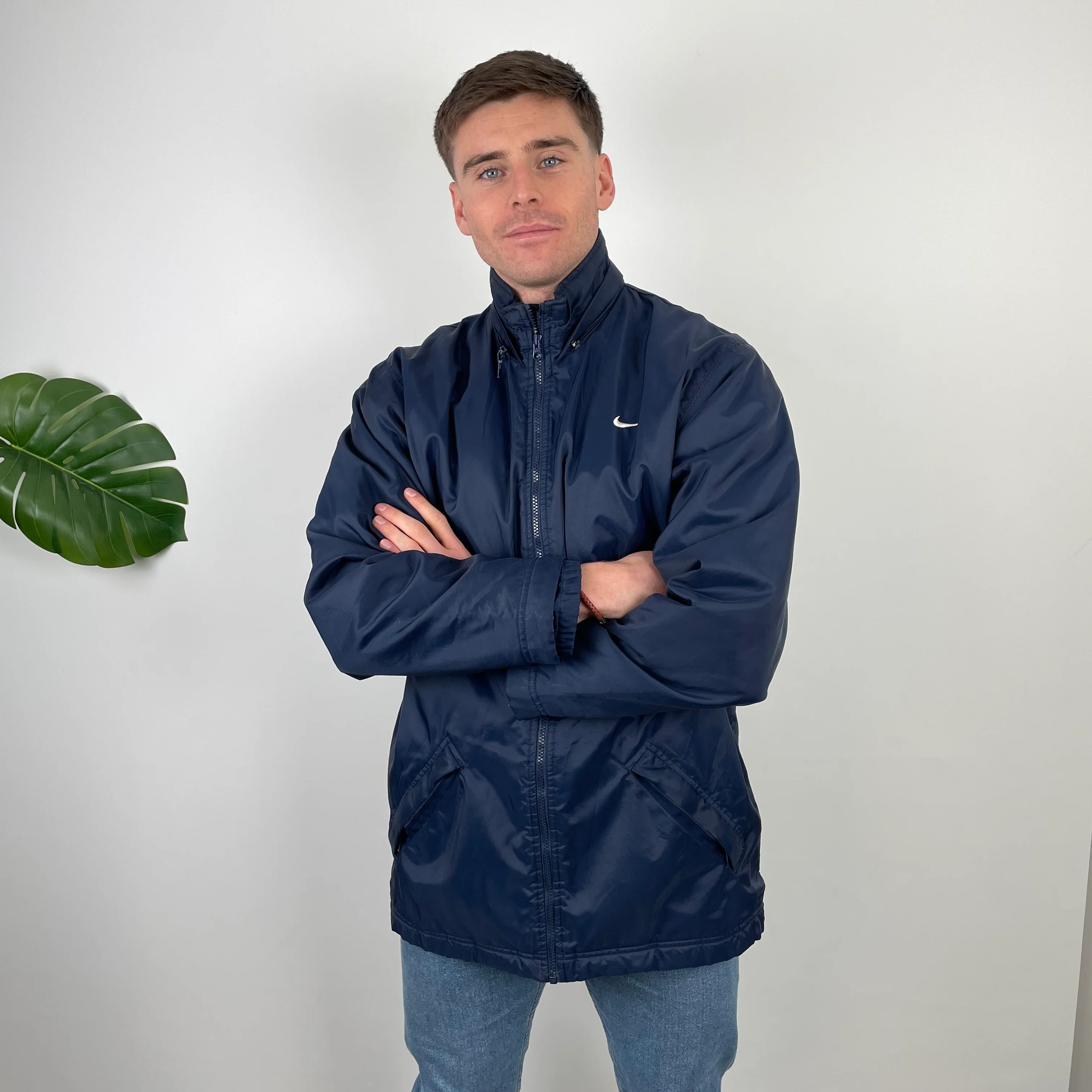 Nike RARE Navy Embroidered Swoosh Padded Jacket (XXL) - Image 5