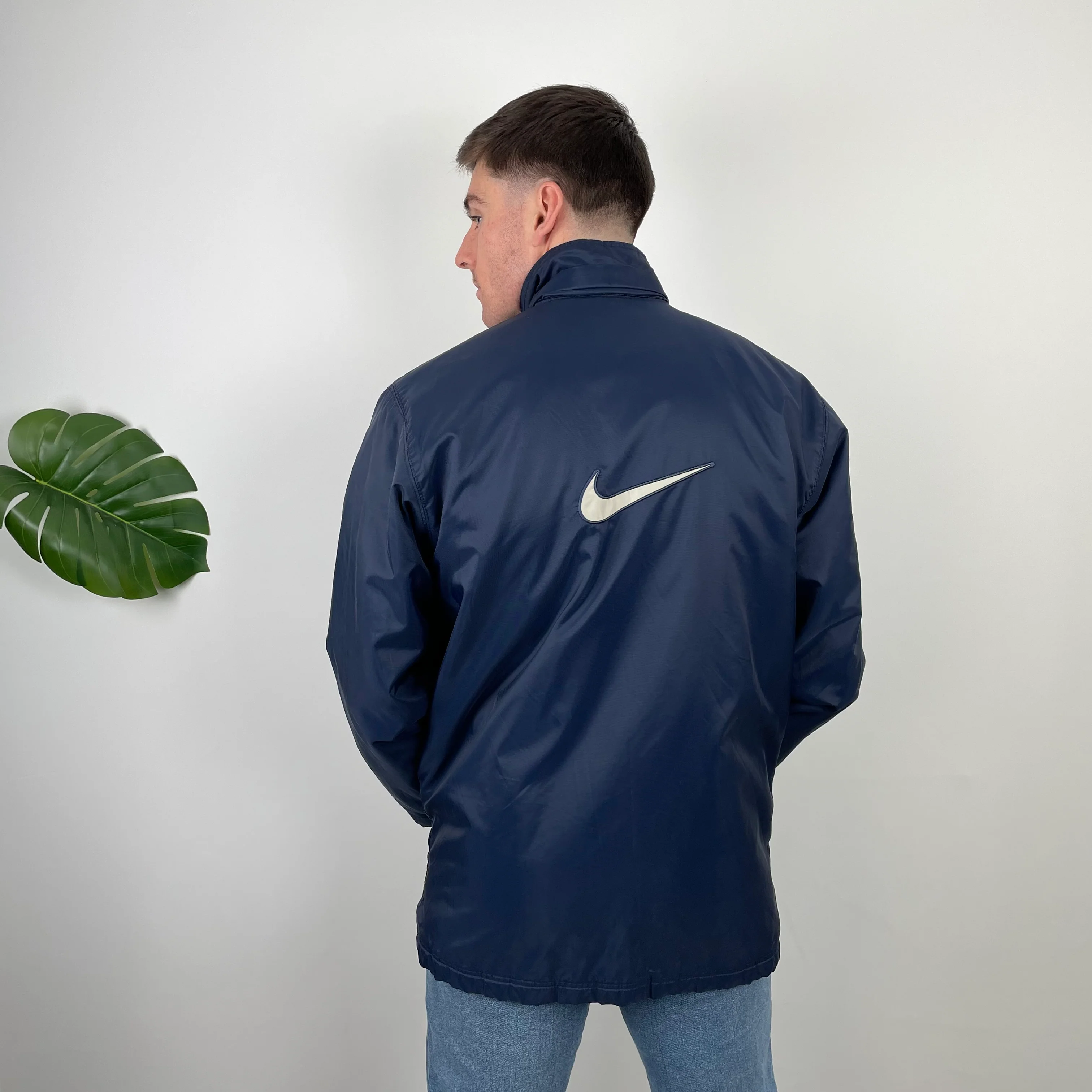 Nike RARE Navy Embroidered Swoosh Padded Jacket (XXL) - Image 6