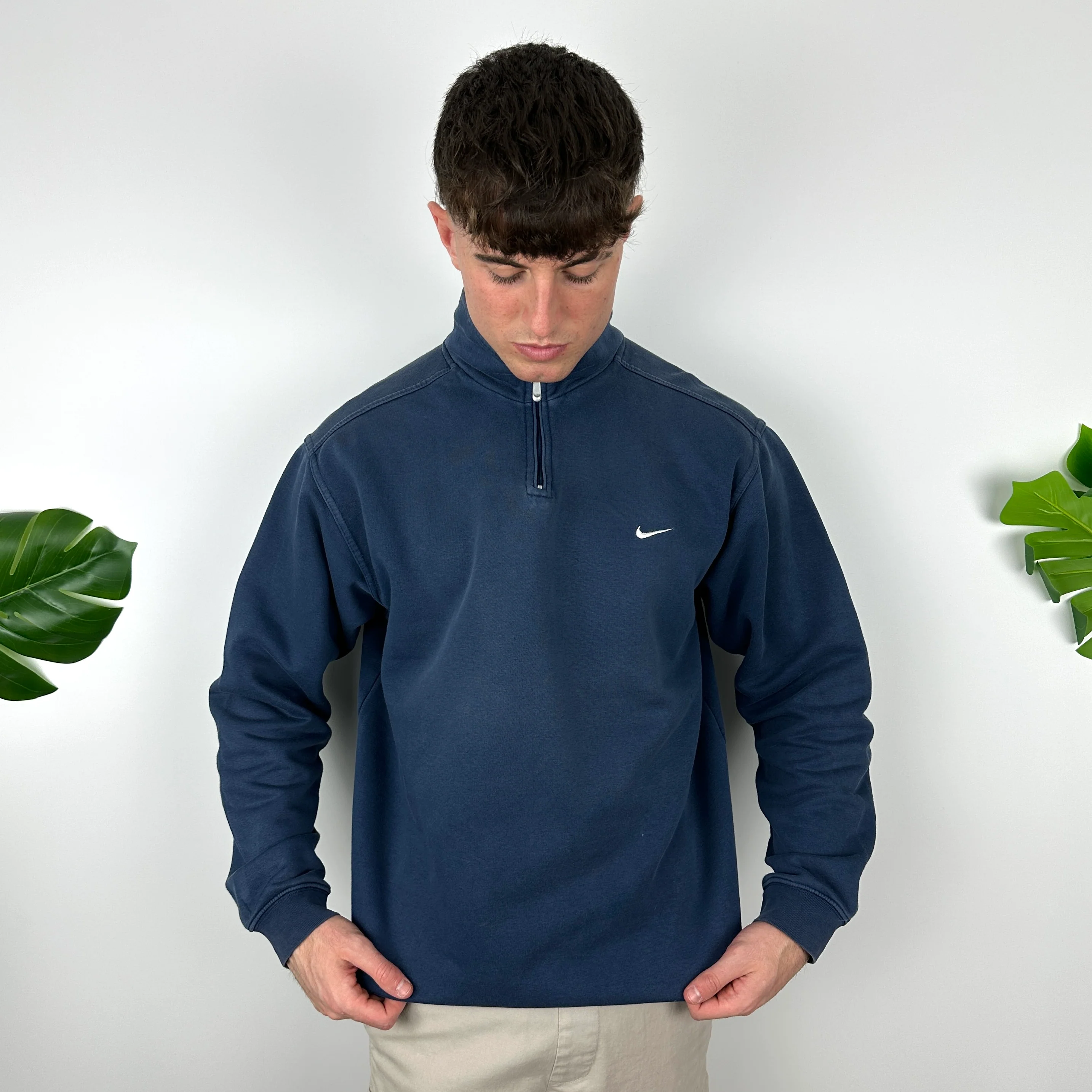 Nike Navy Embroidered Swoosh Quarter Zip (M) - Image 7