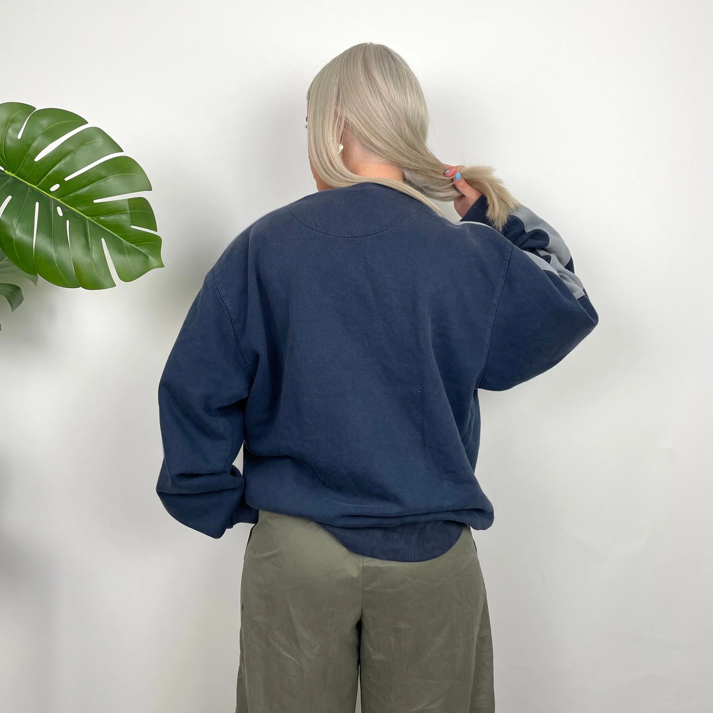 Nike RARE Navy Embroidered Swoosh Sweatshirt (M) - Image 3