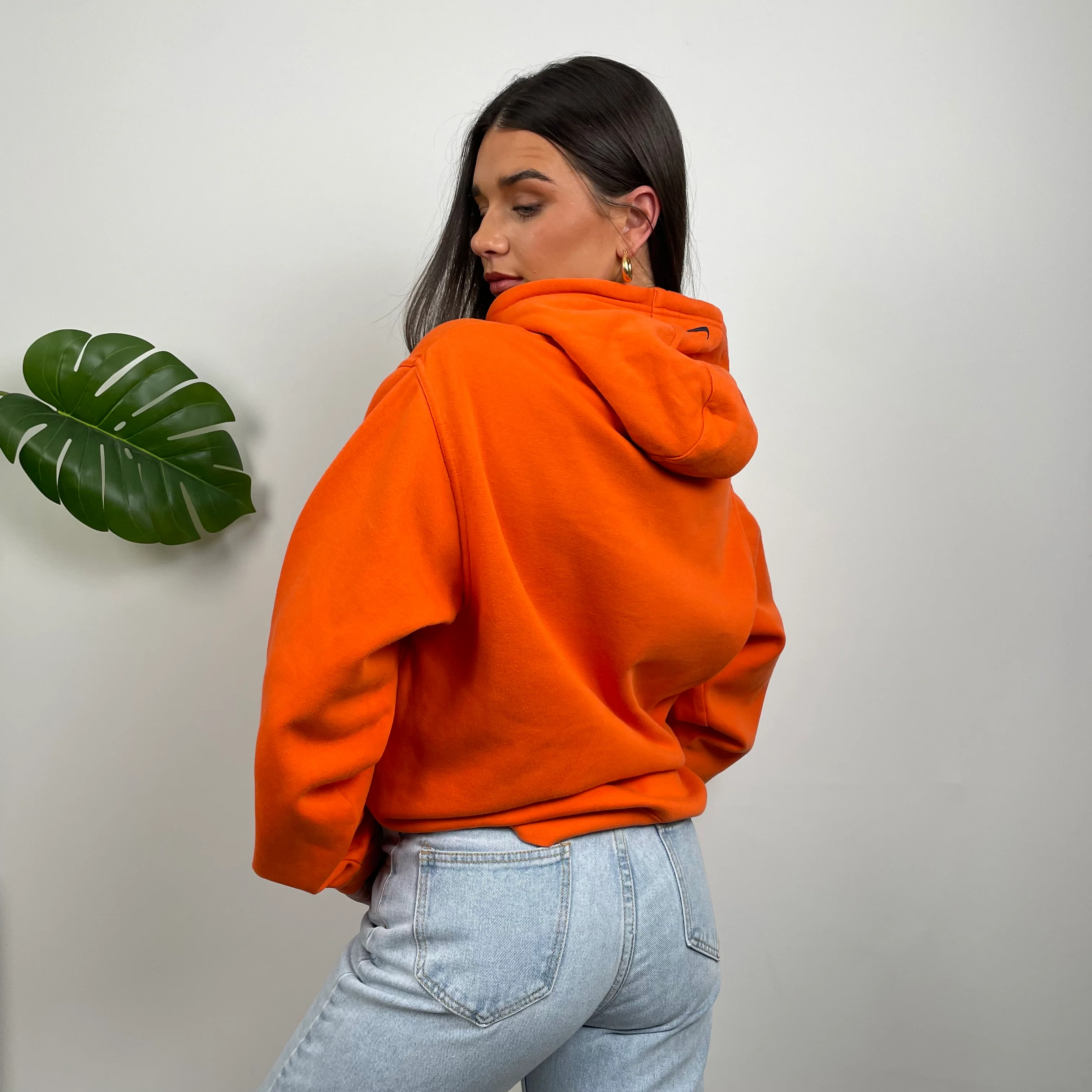 Nike RARE Orange Embroidered Spell Out Hoodie (M) - Image 6