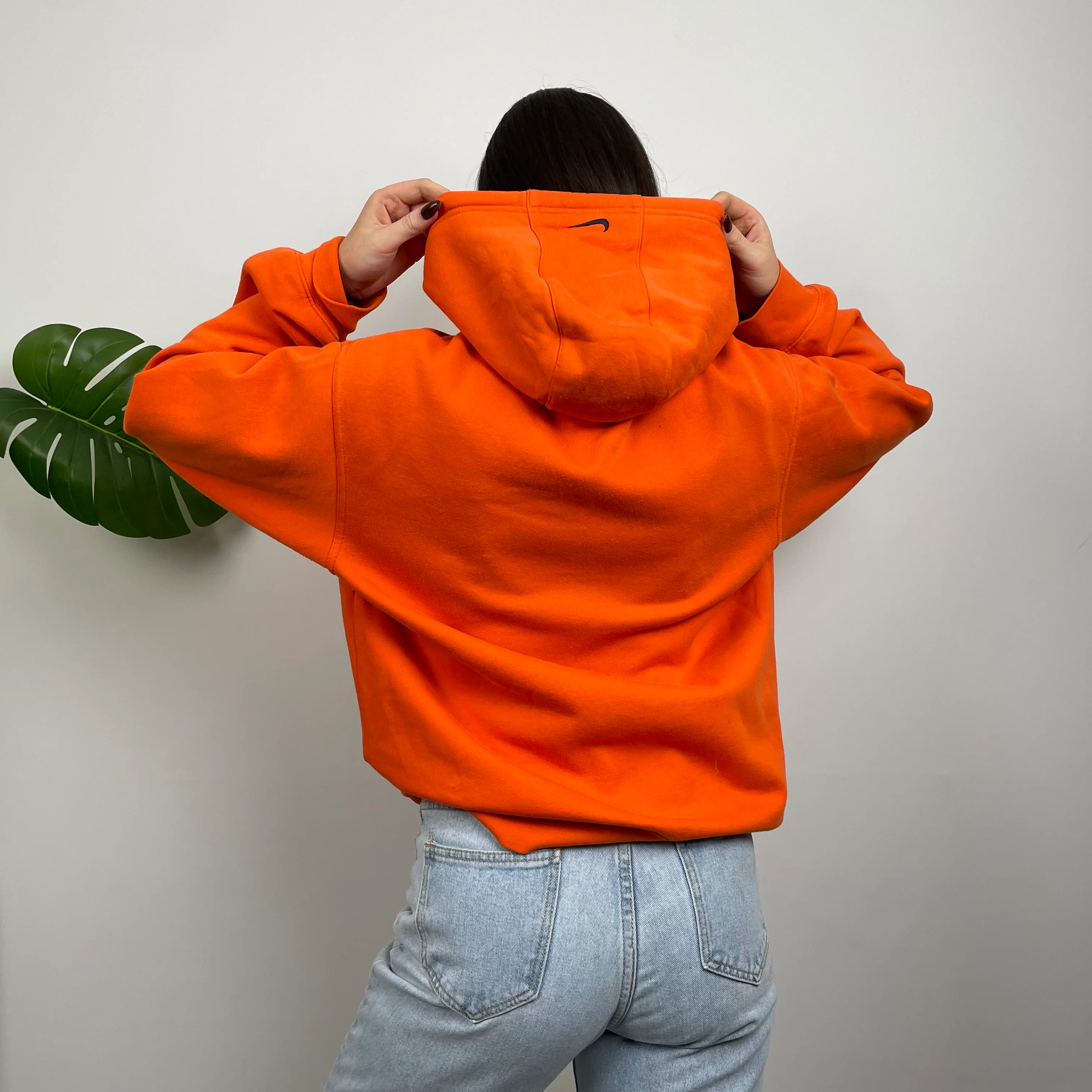 Nike RARE Orange Embroidered Spell Out Hoodie (M) - Image 7