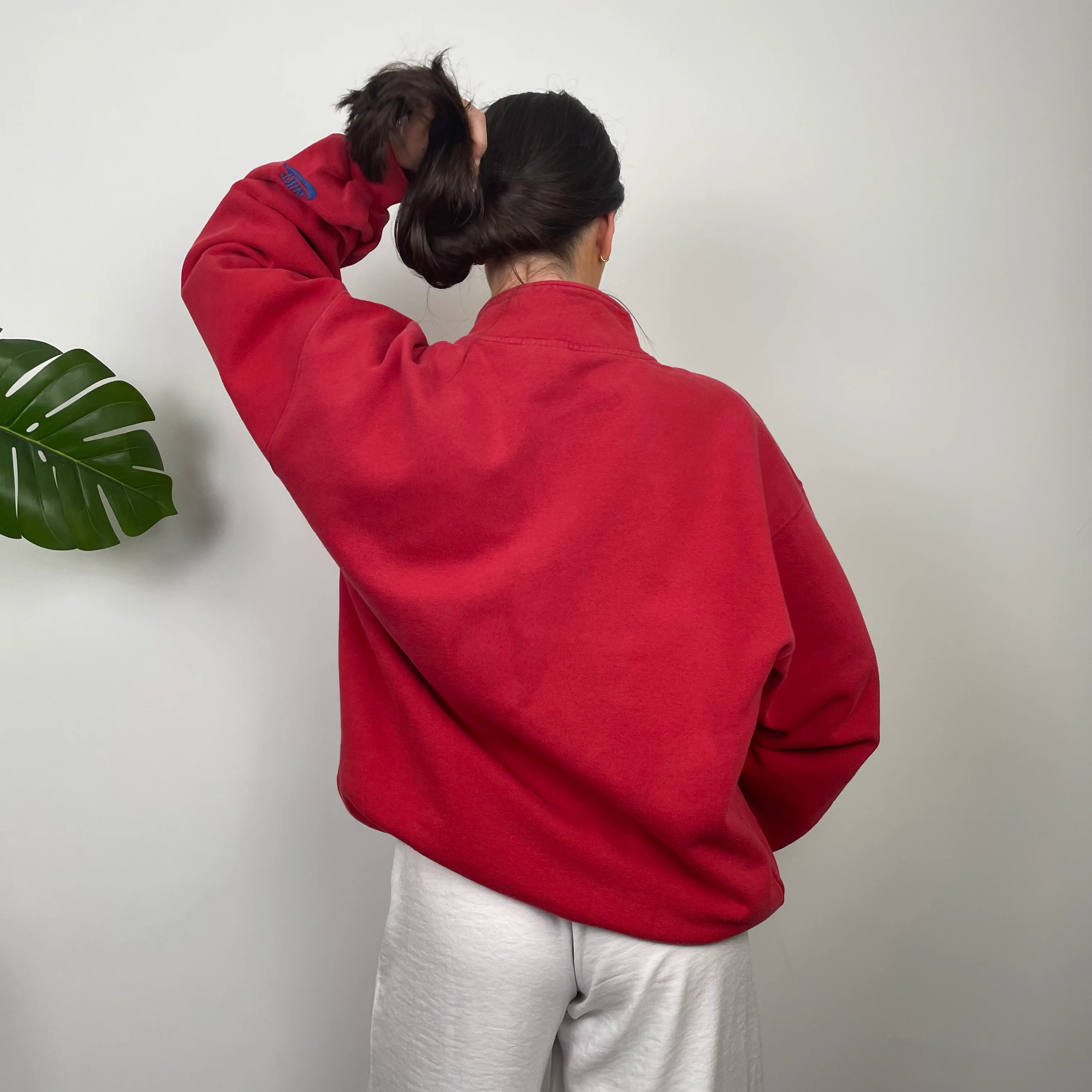 Nike RARE Red Embroidered Spell Out Quarter Zip Sweatshirt (XL) - Image 7