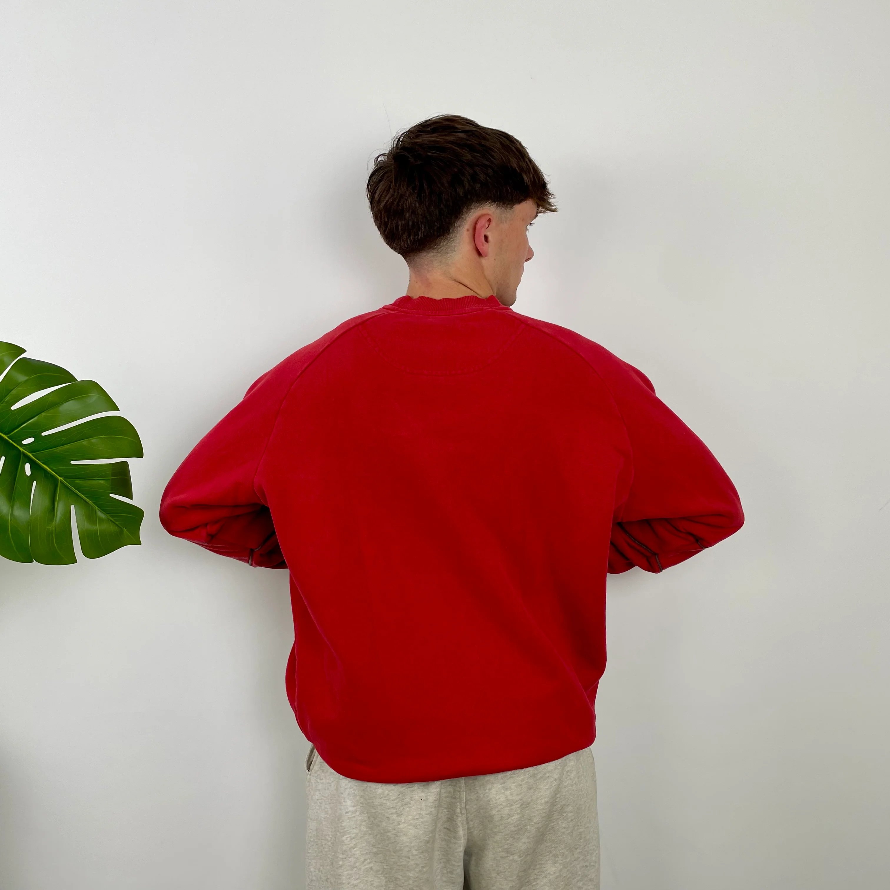 Nike RARE Red Embroidered Swoosh Sweatshirt (L) - Image 5