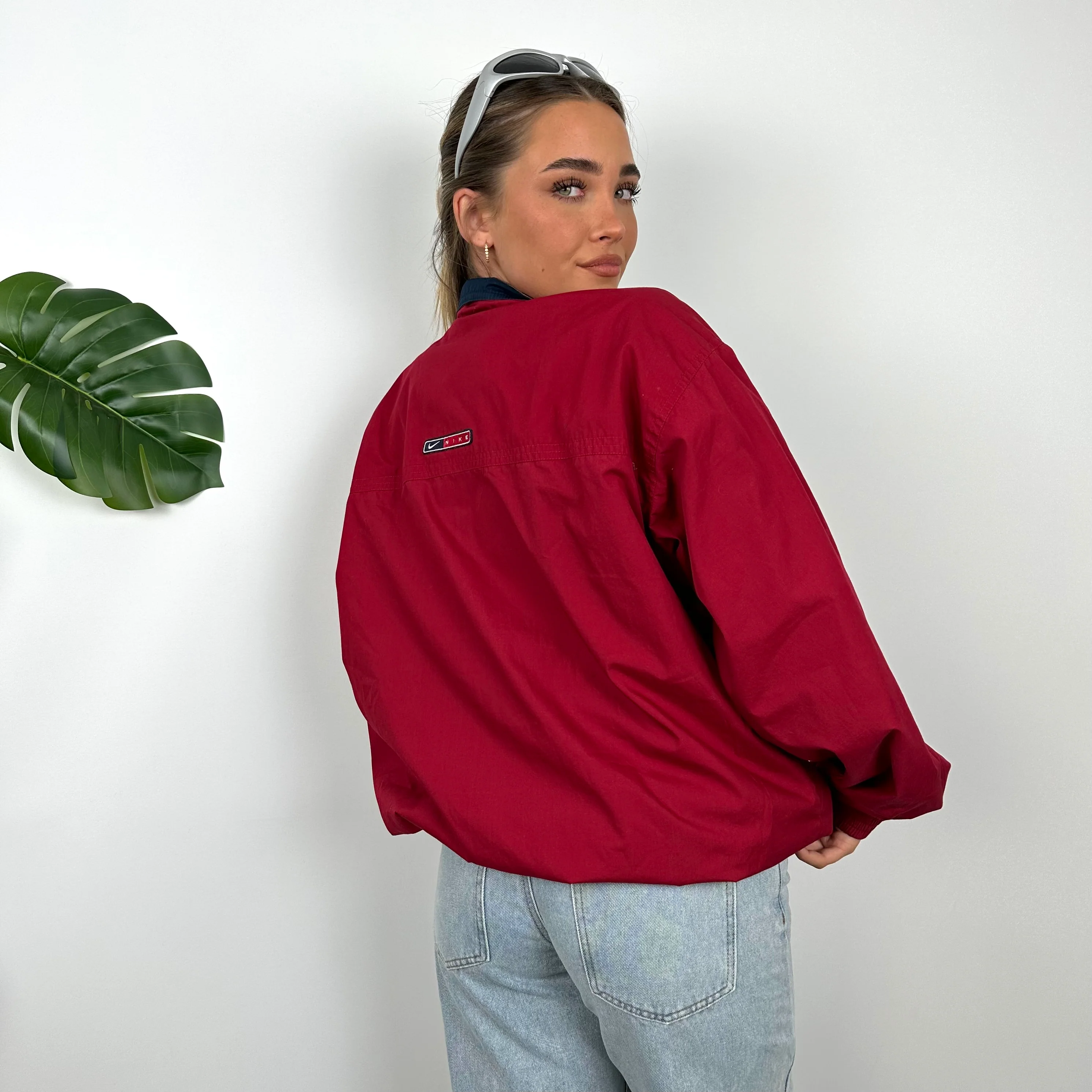 Nike RARE Red Embroidered Swoosh Windbreaker Jacket (M) - Image 2
