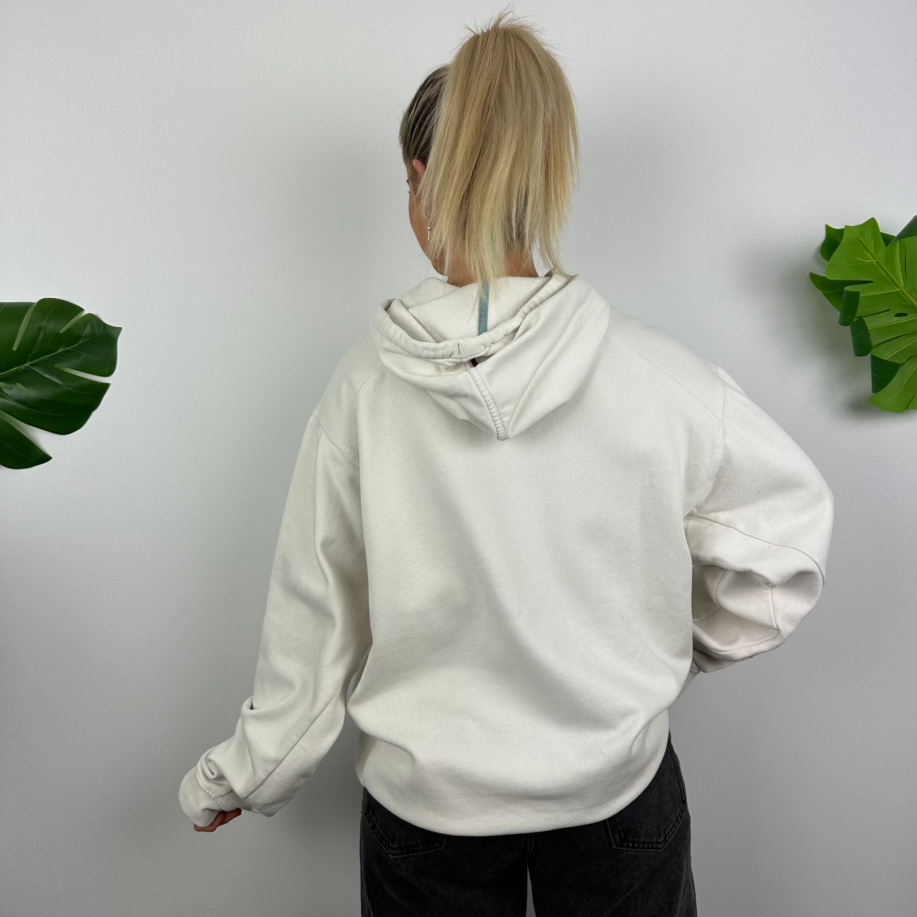 Nike RARE White Embroidered Spell Out Hoodie (L) - Image 4