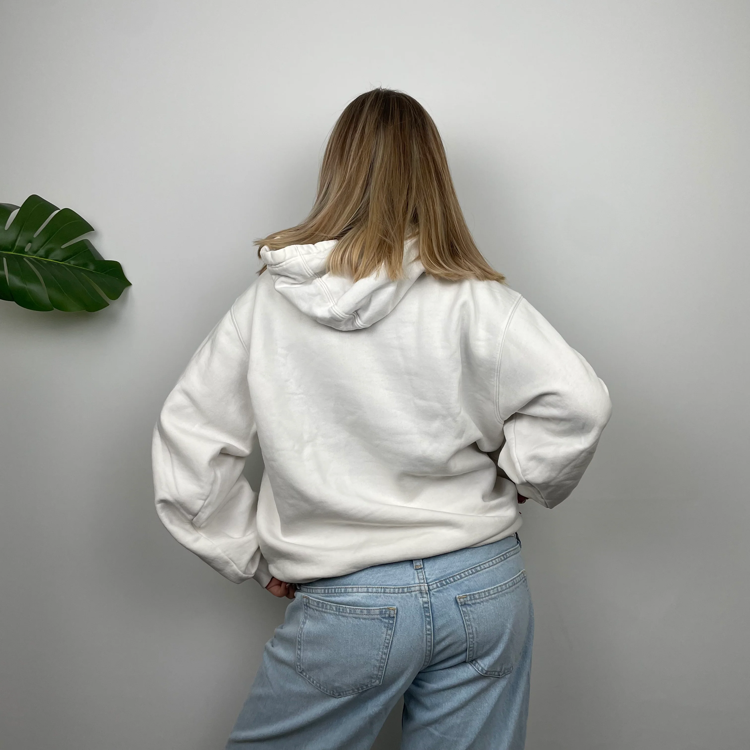 Nike RARE White Embroidered Spell Out Hoodie as worn by Molly Mae (M) - Image 9