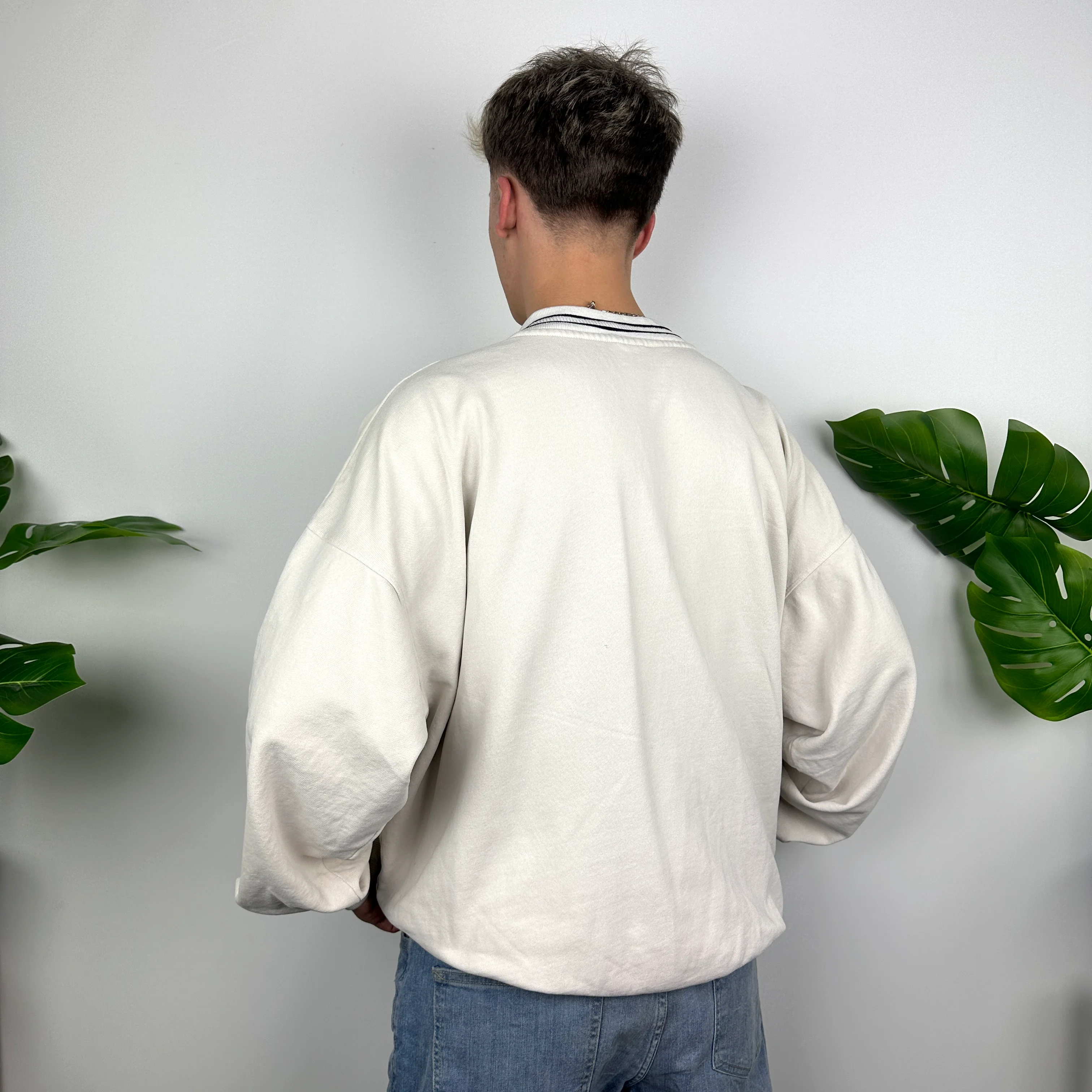 Nike RARE White Embroidered Swoosh Sweatshirt (XL) - Image 7