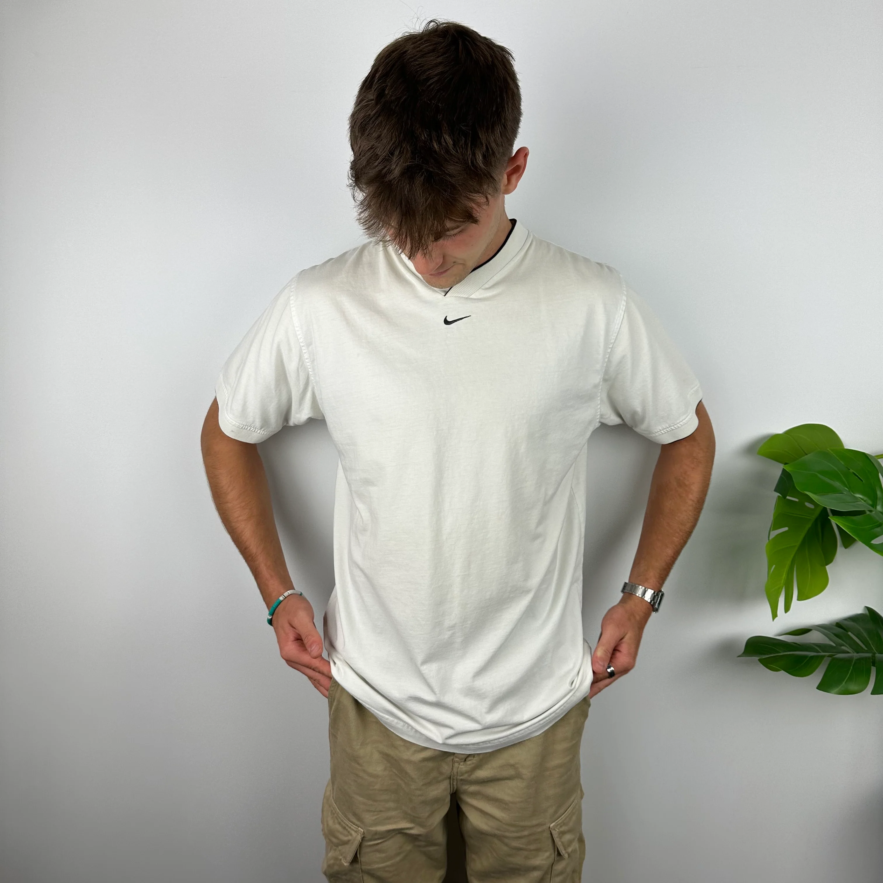 Nike White Embroidered Swoosh T Shirt (L) - Image 2