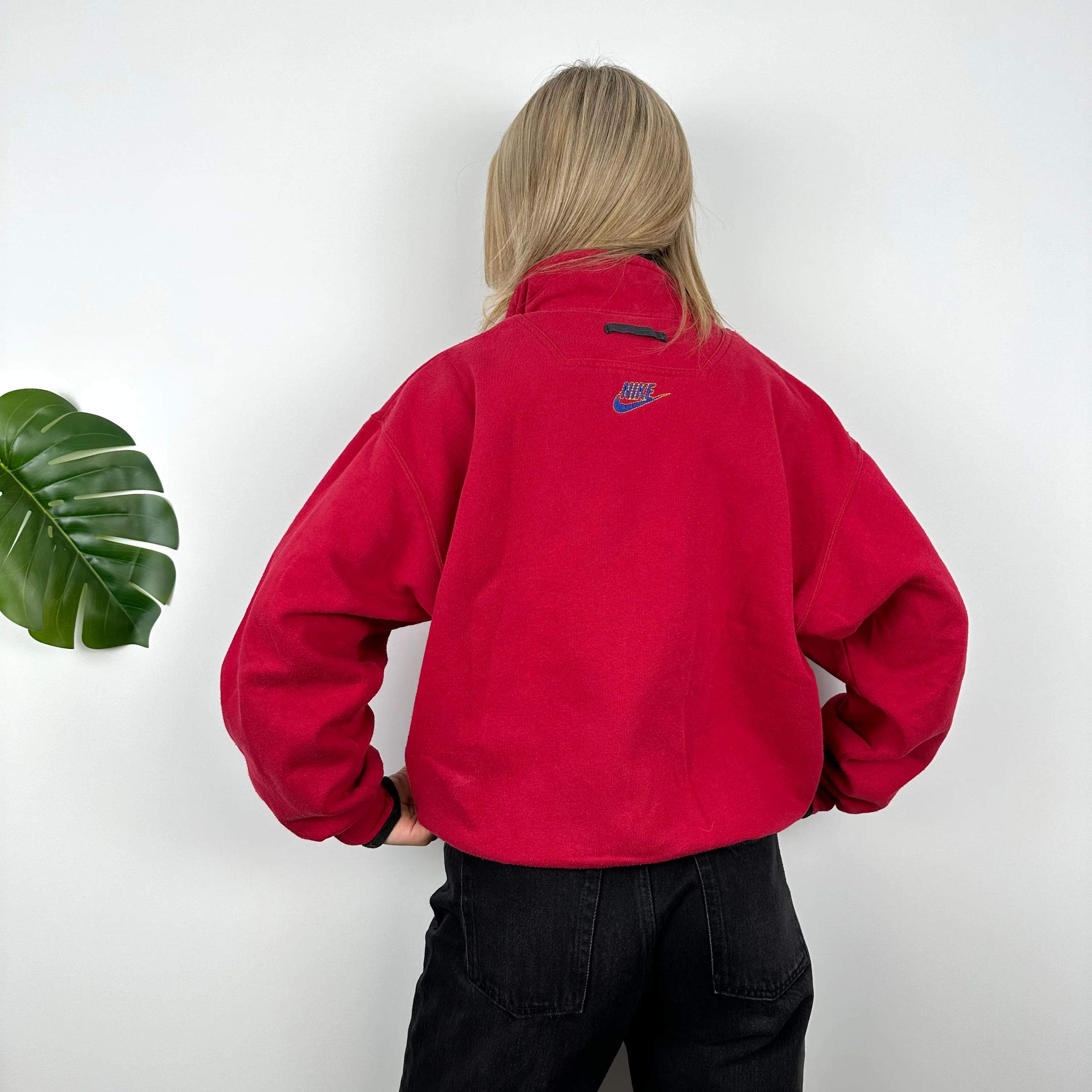 Nike Red Embroidered Quarter Zip Sweatshirt (M) - Image 5