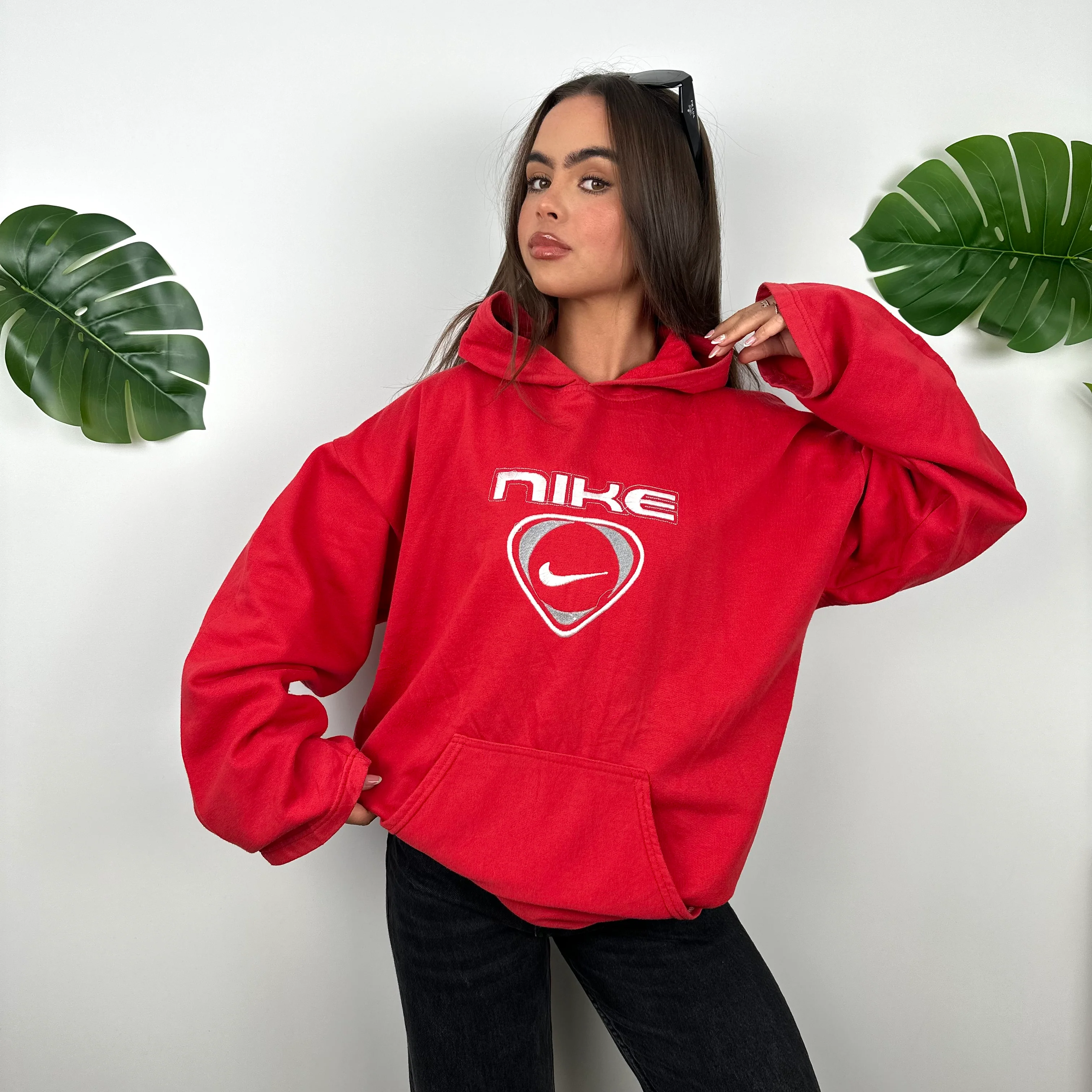 Nike Red Embroidered Spell Out Hoodie (L) - Image 3