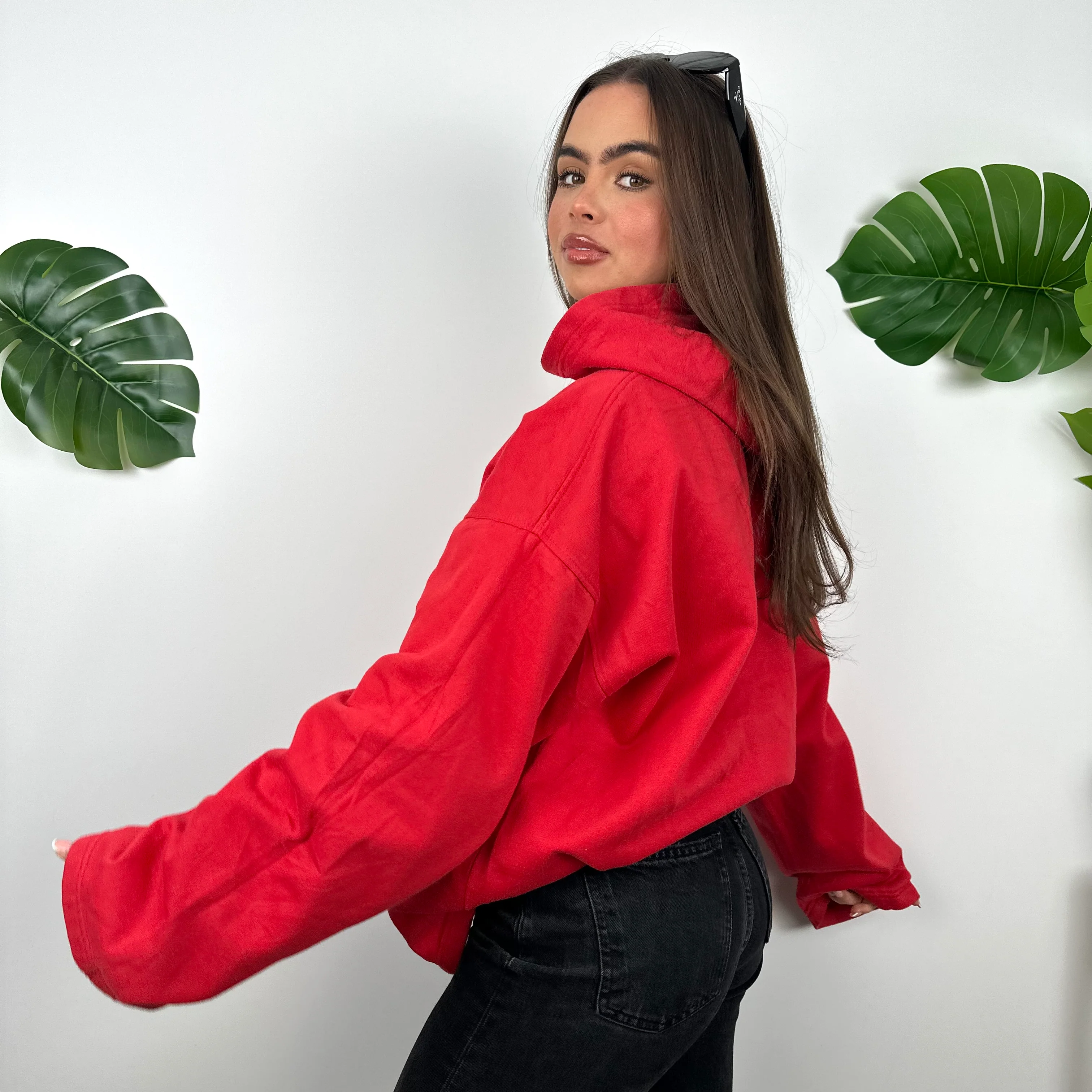 Nike Red Embroidered Spell Out Hoodie (L) - Image 4
