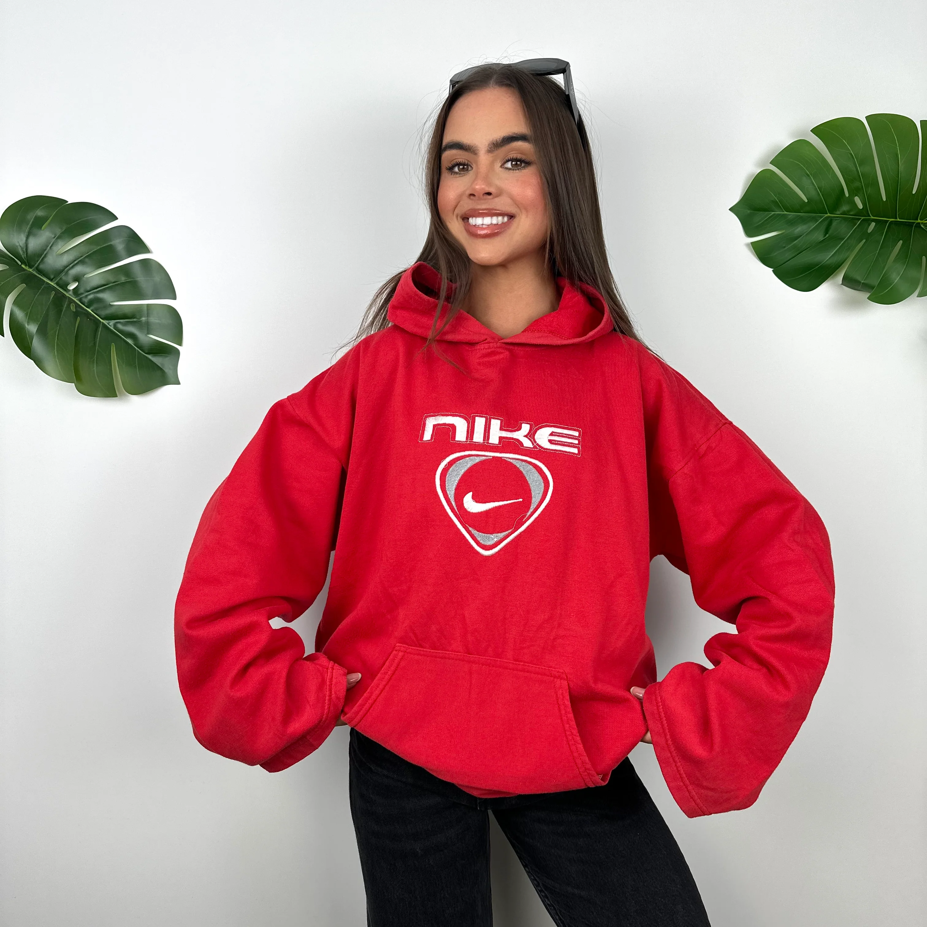 Nike Red Embroidered Spell Out Hoodie (L) - Image 6