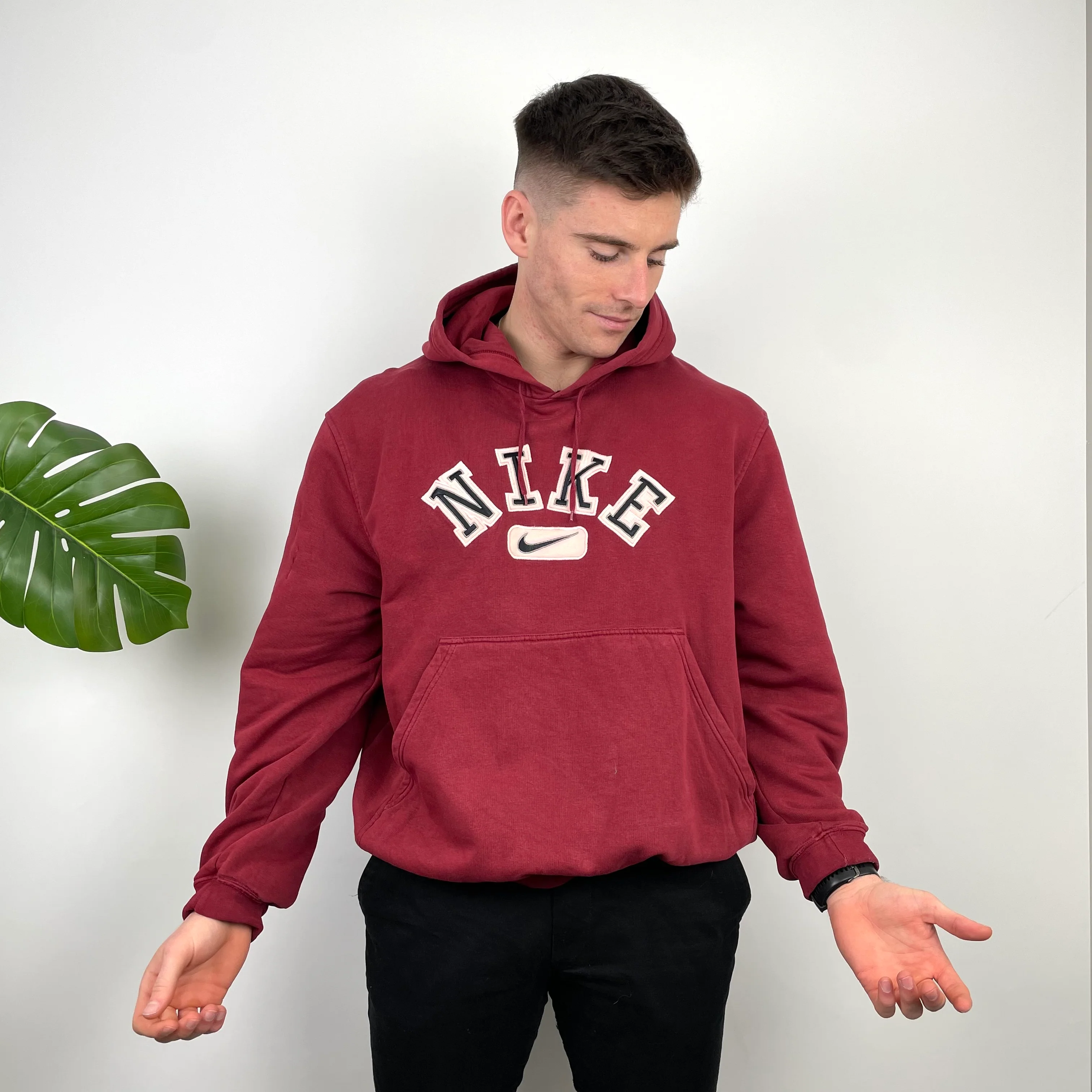 Nike Red Embroidered Spell Out Hoodie (L) - Image 3