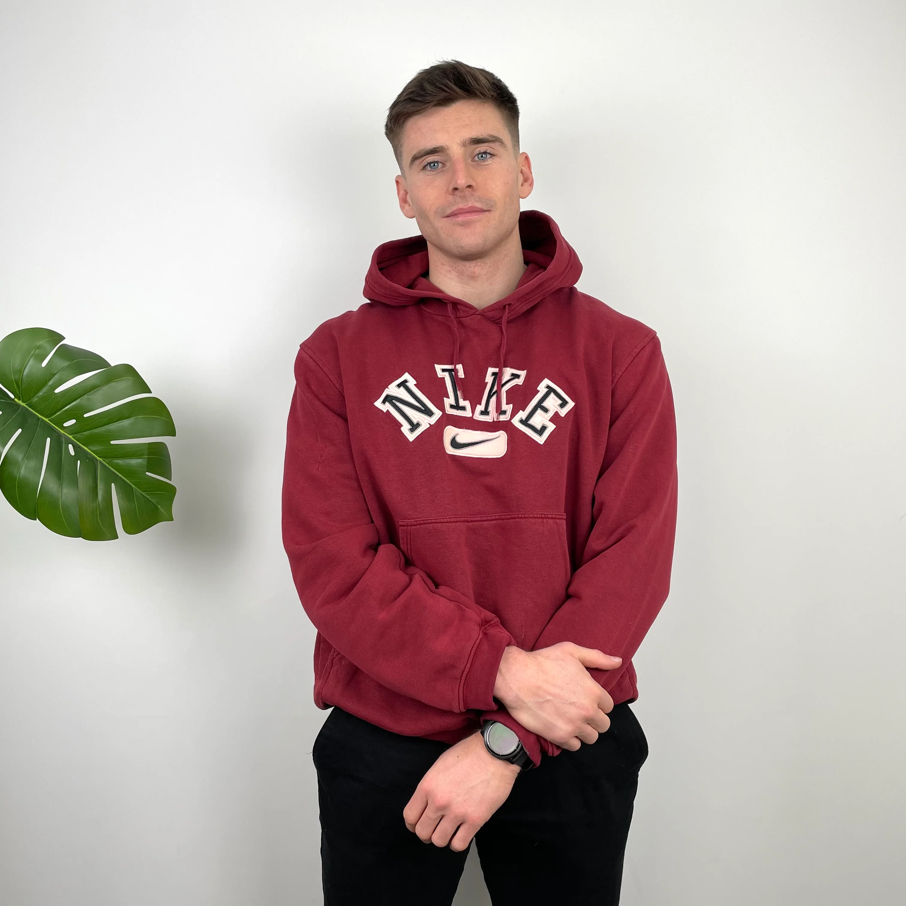 Nike Red Embroidered Spell Out Hoodie (L) - Image 4