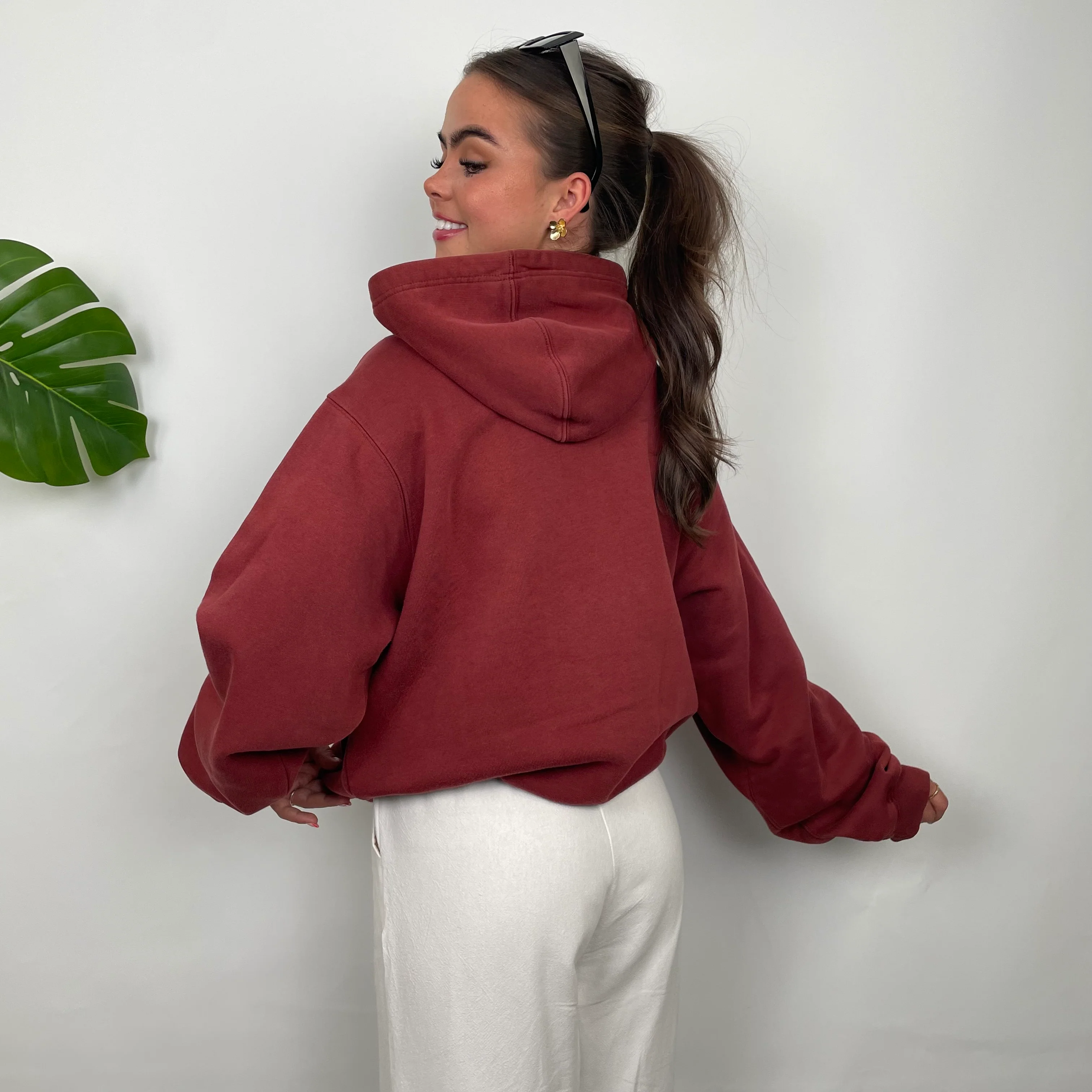 Nike Red Embroidered Spell Out Hoodie (M) - Image 6