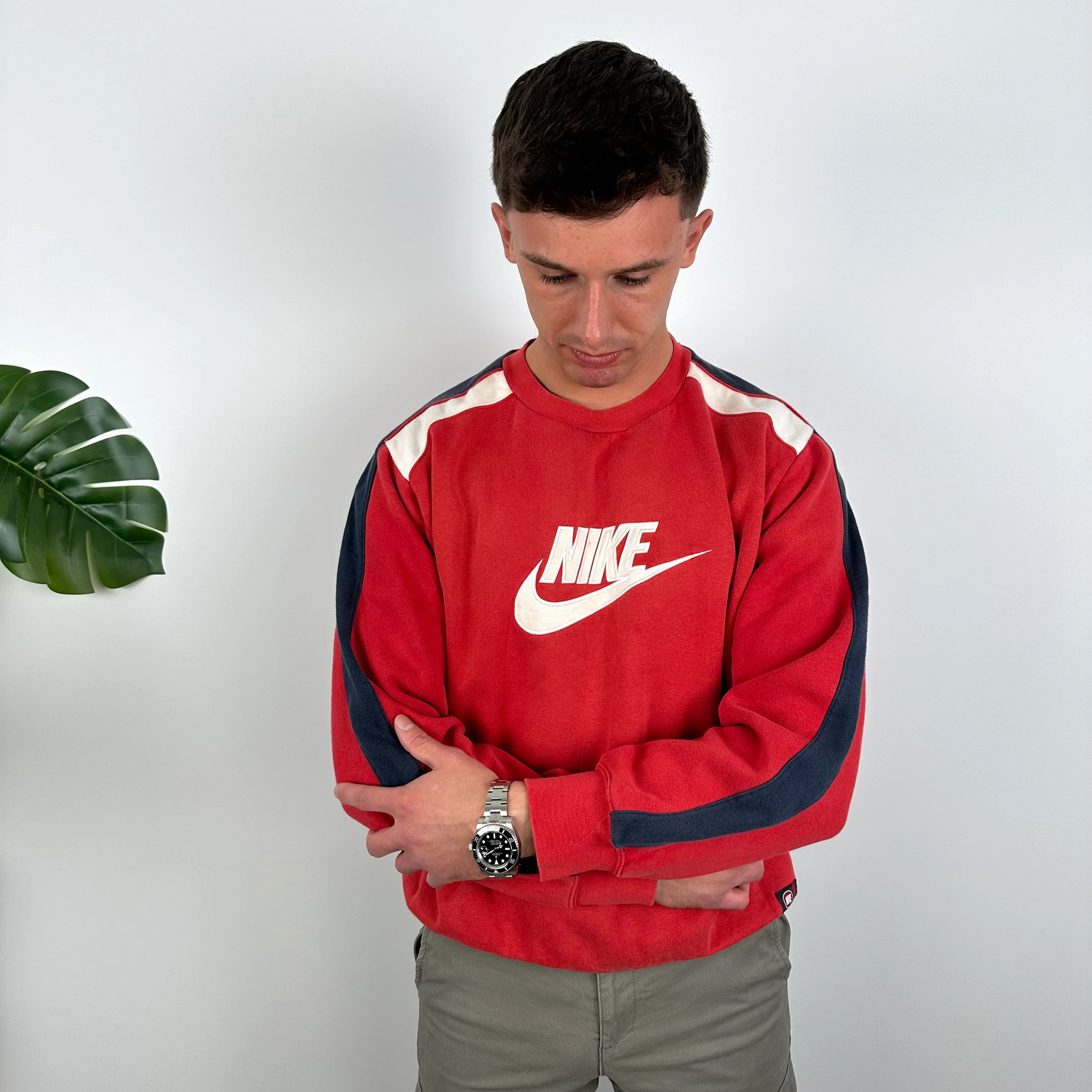 Nike Red Embroidered Spell Out Sweatshirt (M) - Image 2