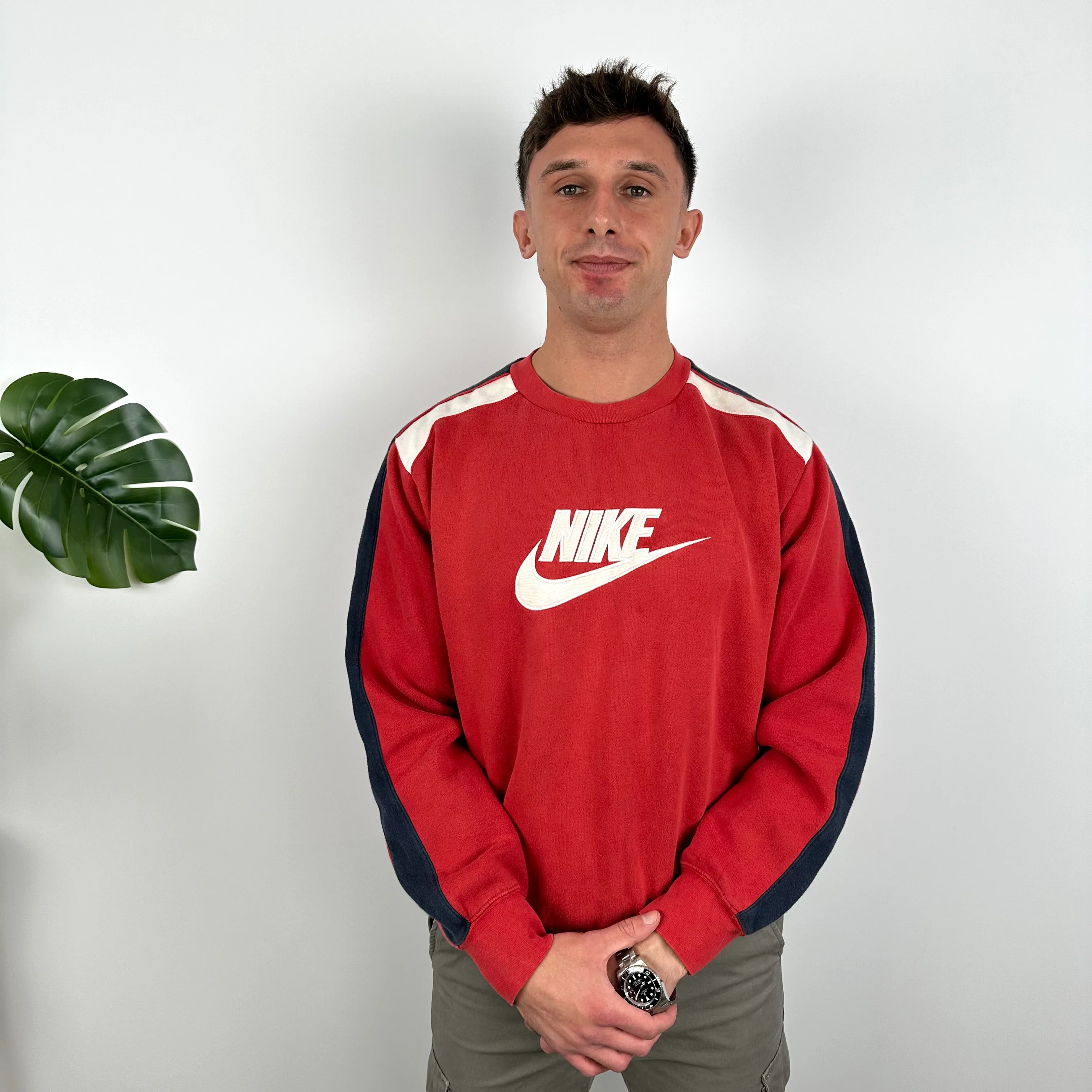 Nike Red Embroidered Spell Out Sweatshirt (M) - Image 3