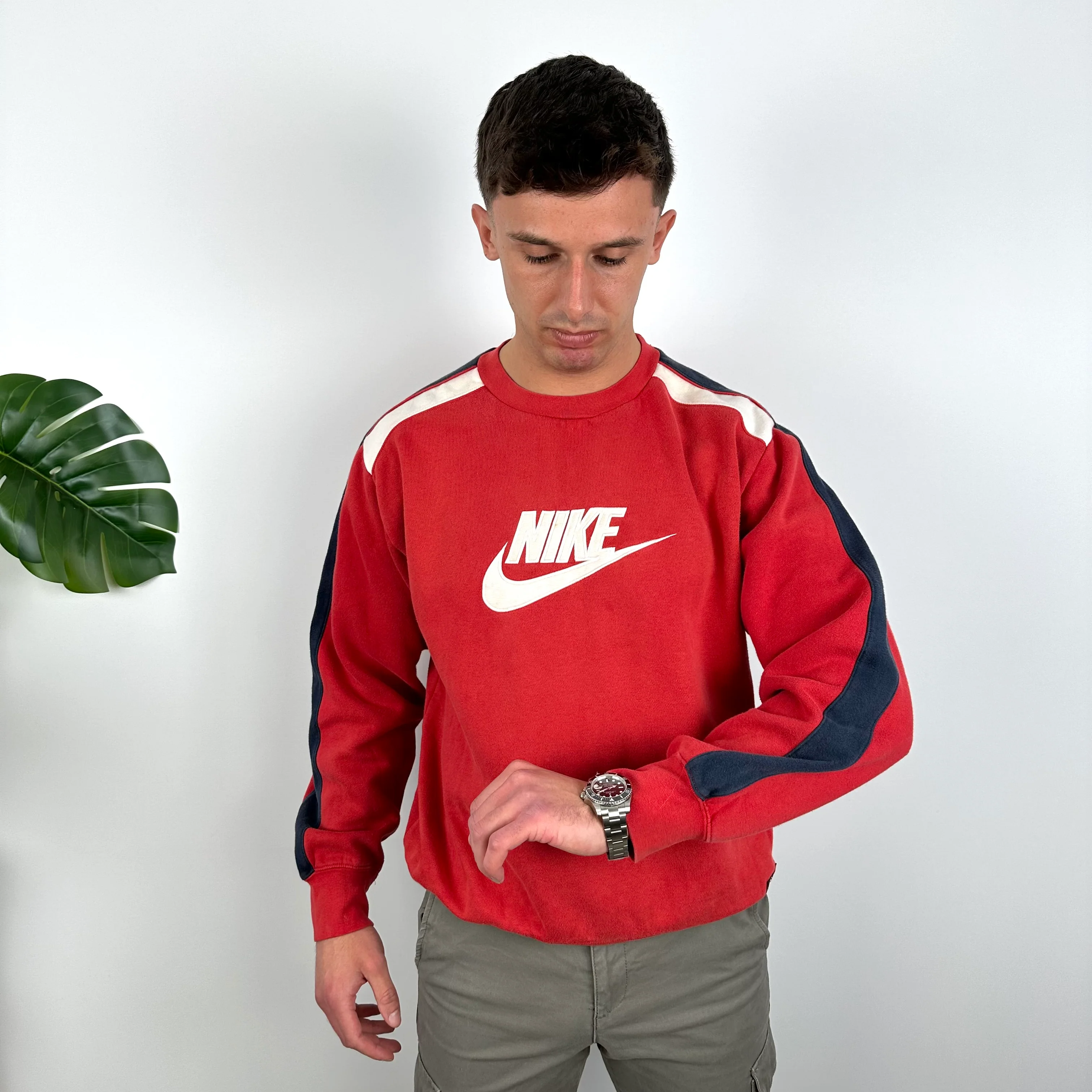 Nike Red Embroidered Spell Out Sweatshirt (M) - Image 5