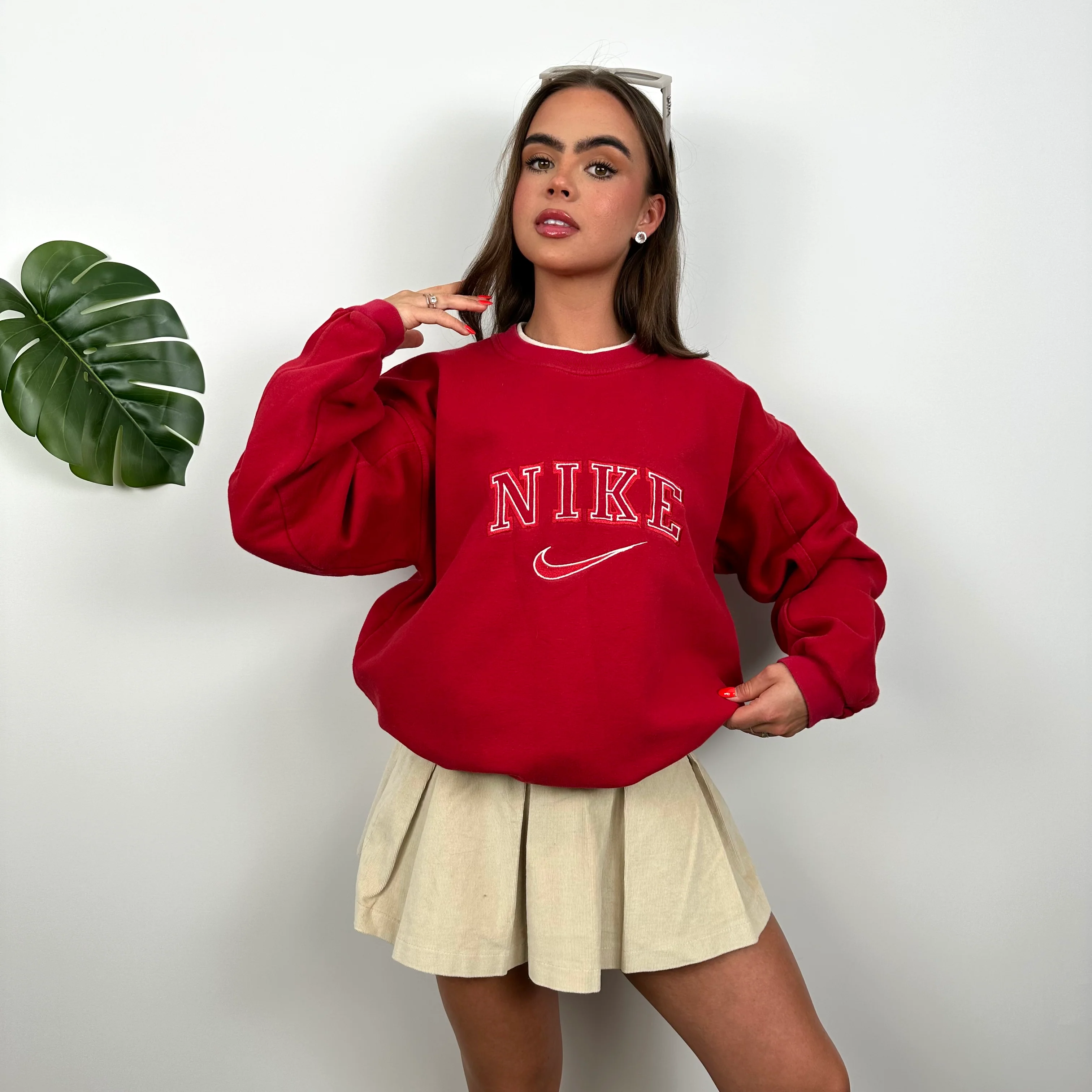 Nike Red Embroidered Spell Out Sweatshirt (M) - Image 2