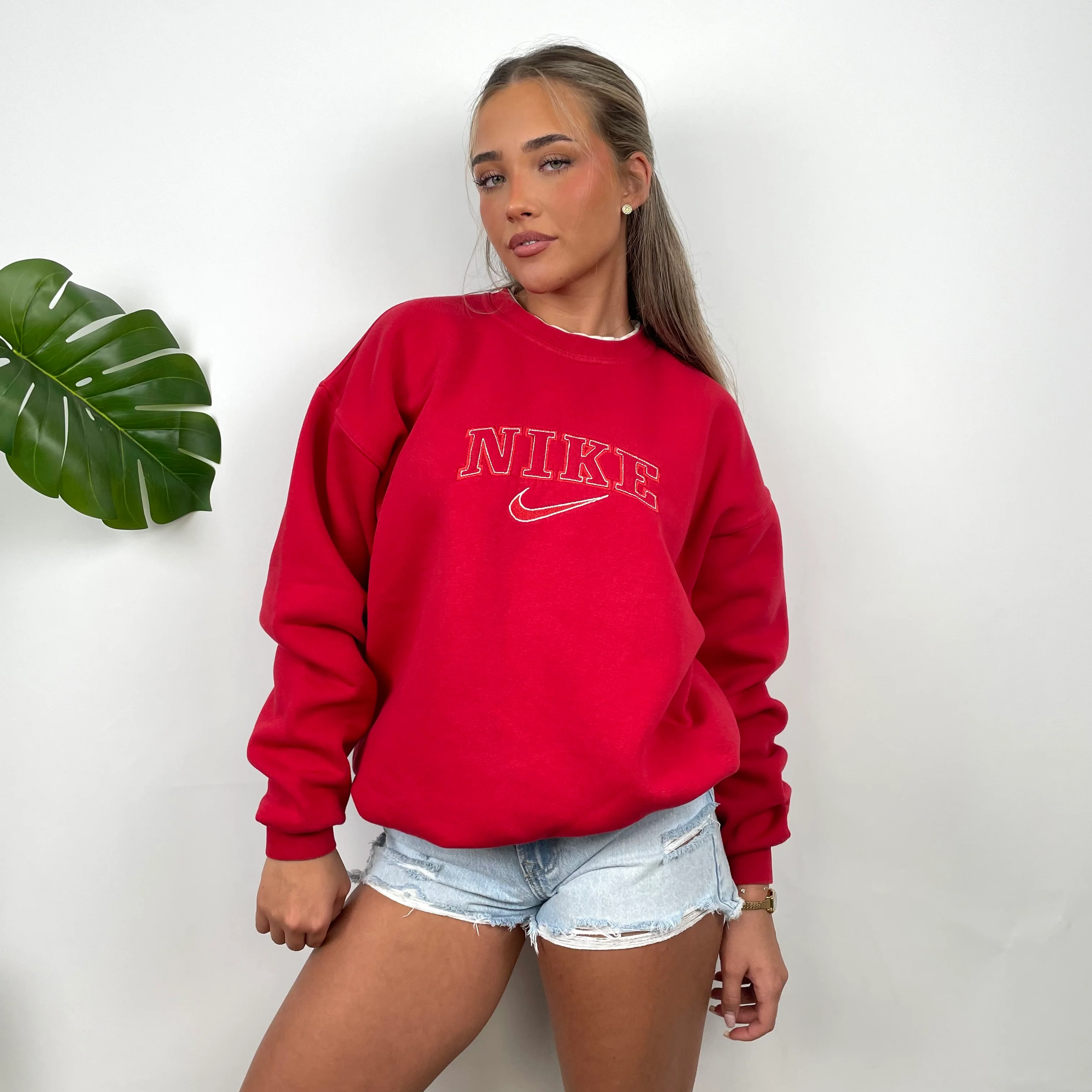 Nike Red Embroidered Spell Out Sweatshirt (L) - Image 3