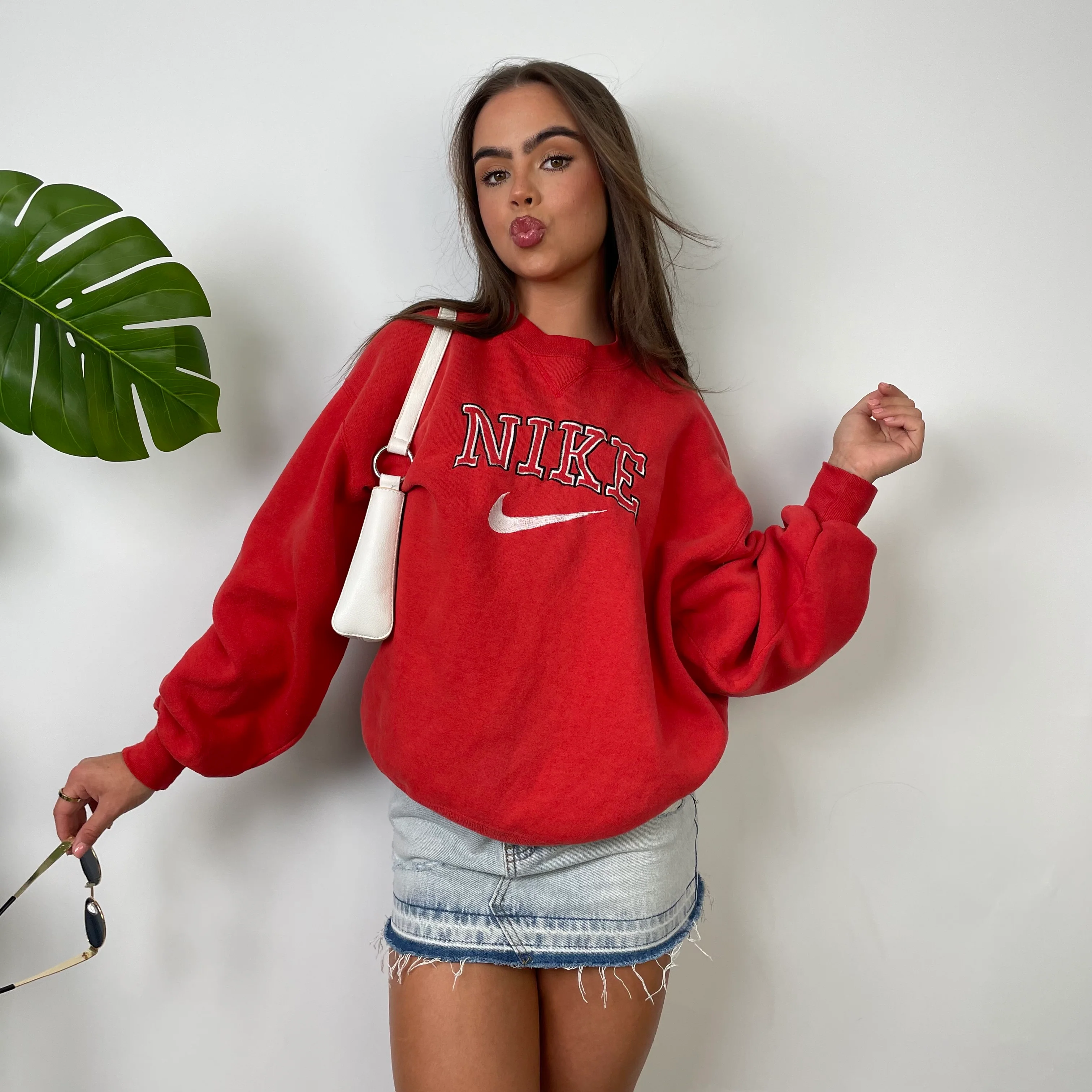 Nike Red Embroidered Spell Out Sweatshirt (L) - Image 3