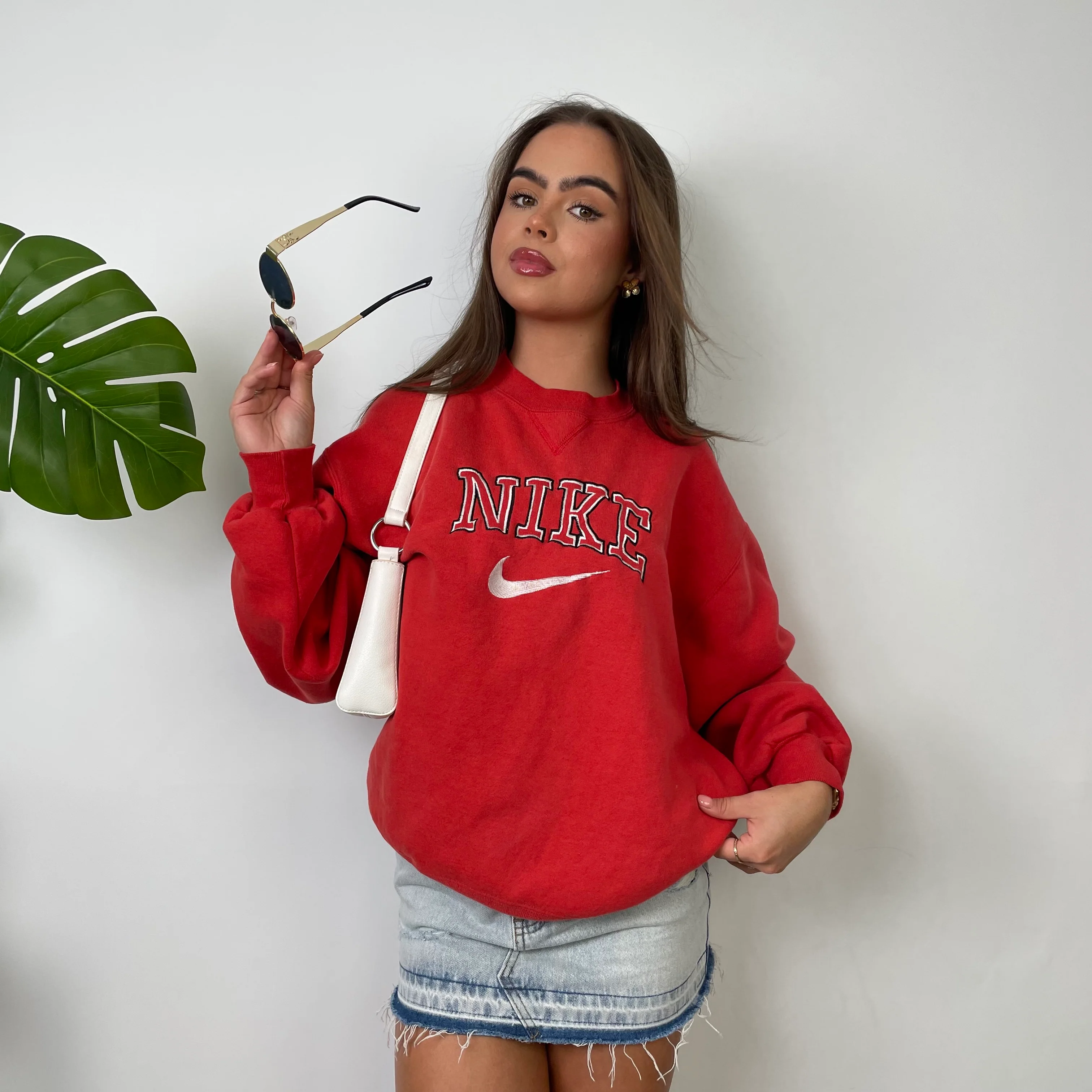 Nike Red Embroidered Spell Out Sweatshirt (L) - Image 4