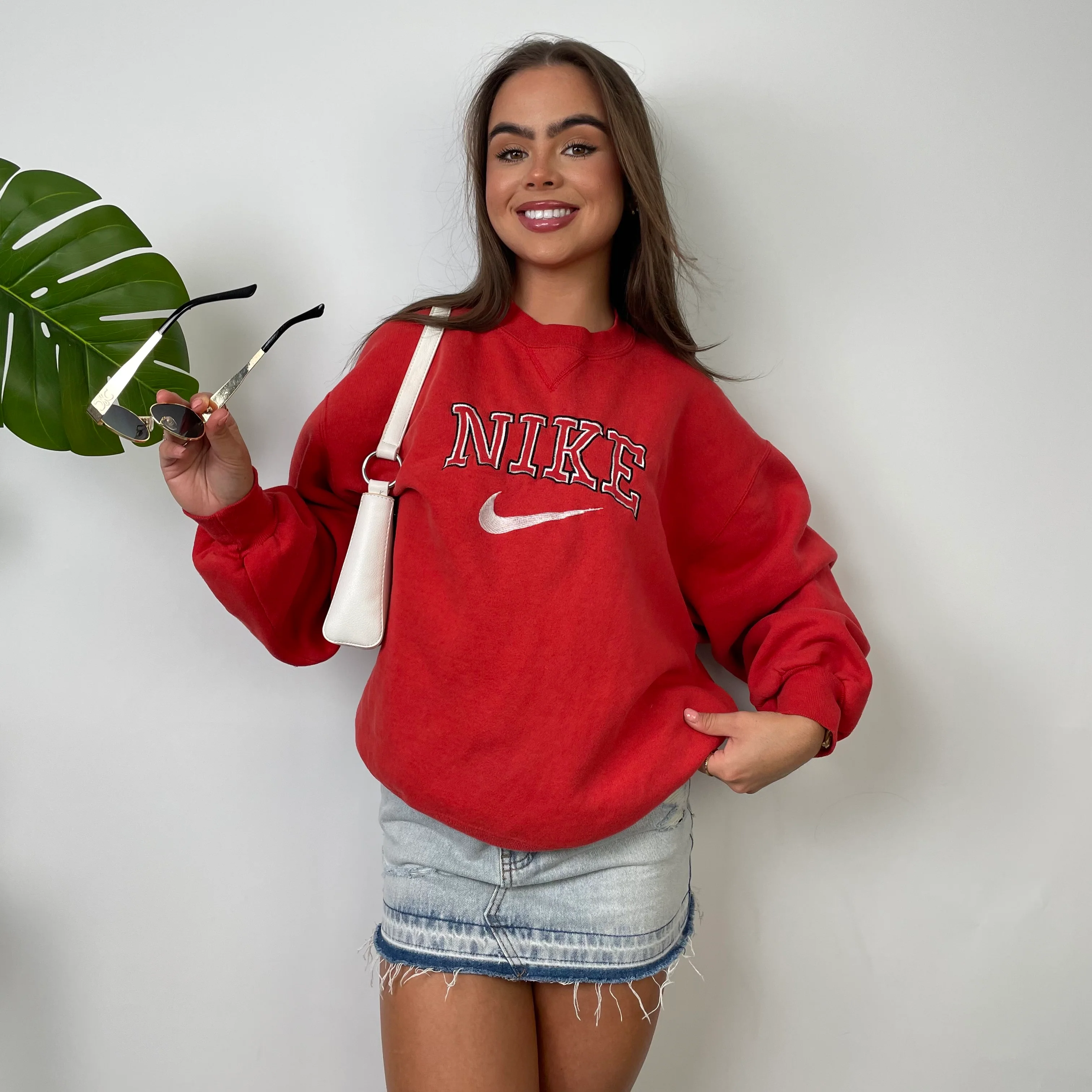 Nike Red Embroidered Spell Out Sweatshirt (L) - Image 6
