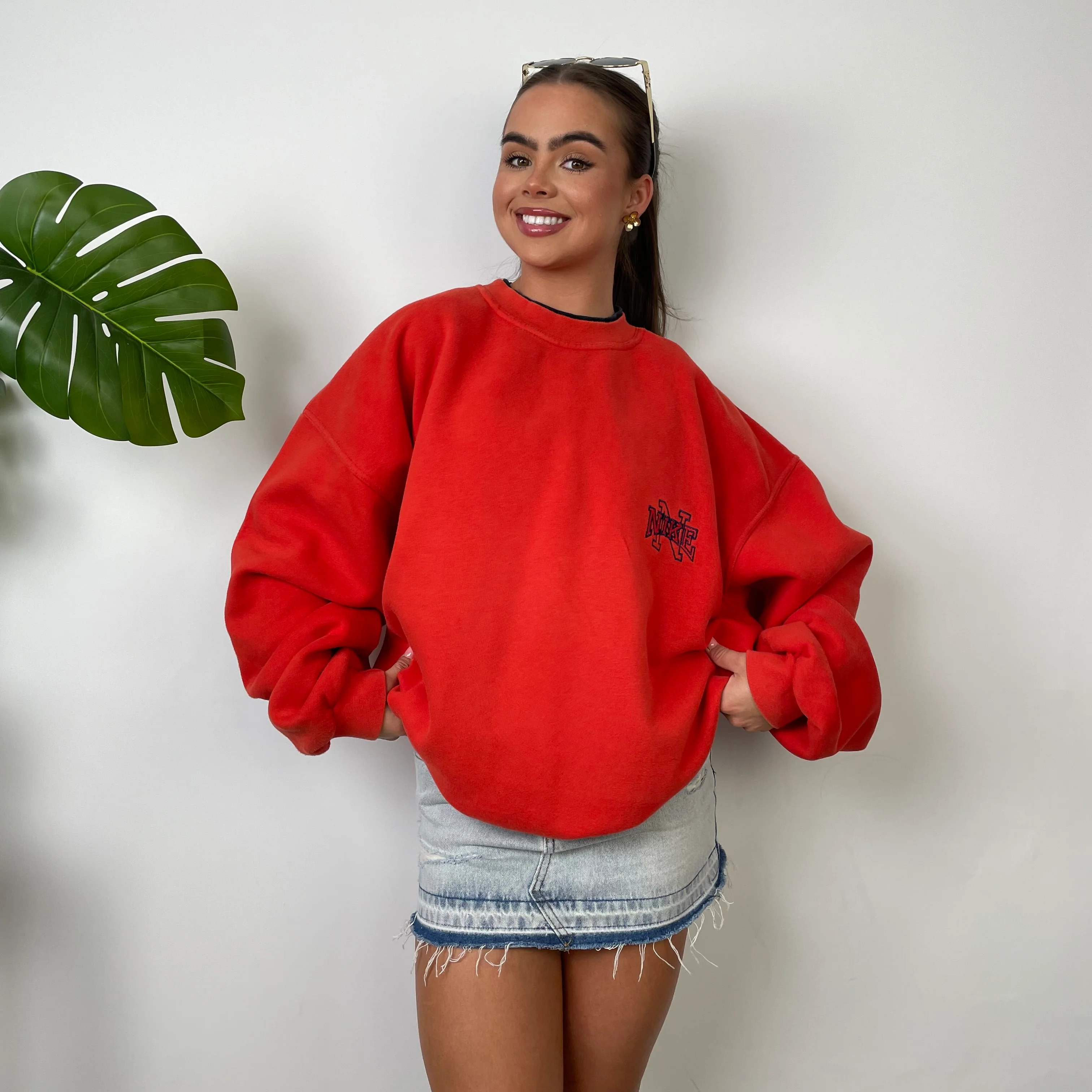Nike Red Embroidered Spell Out Sweatshirt (L) - Image 2