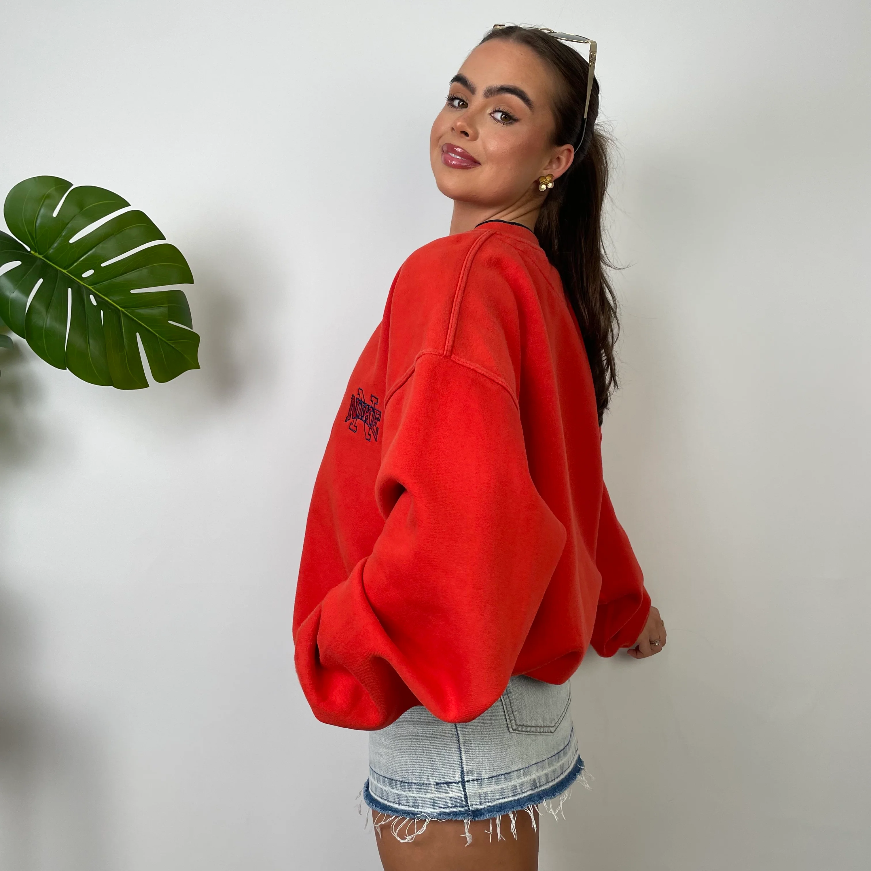 Nike Red Embroidered Spell Out Sweatshirt (L) - Image 7