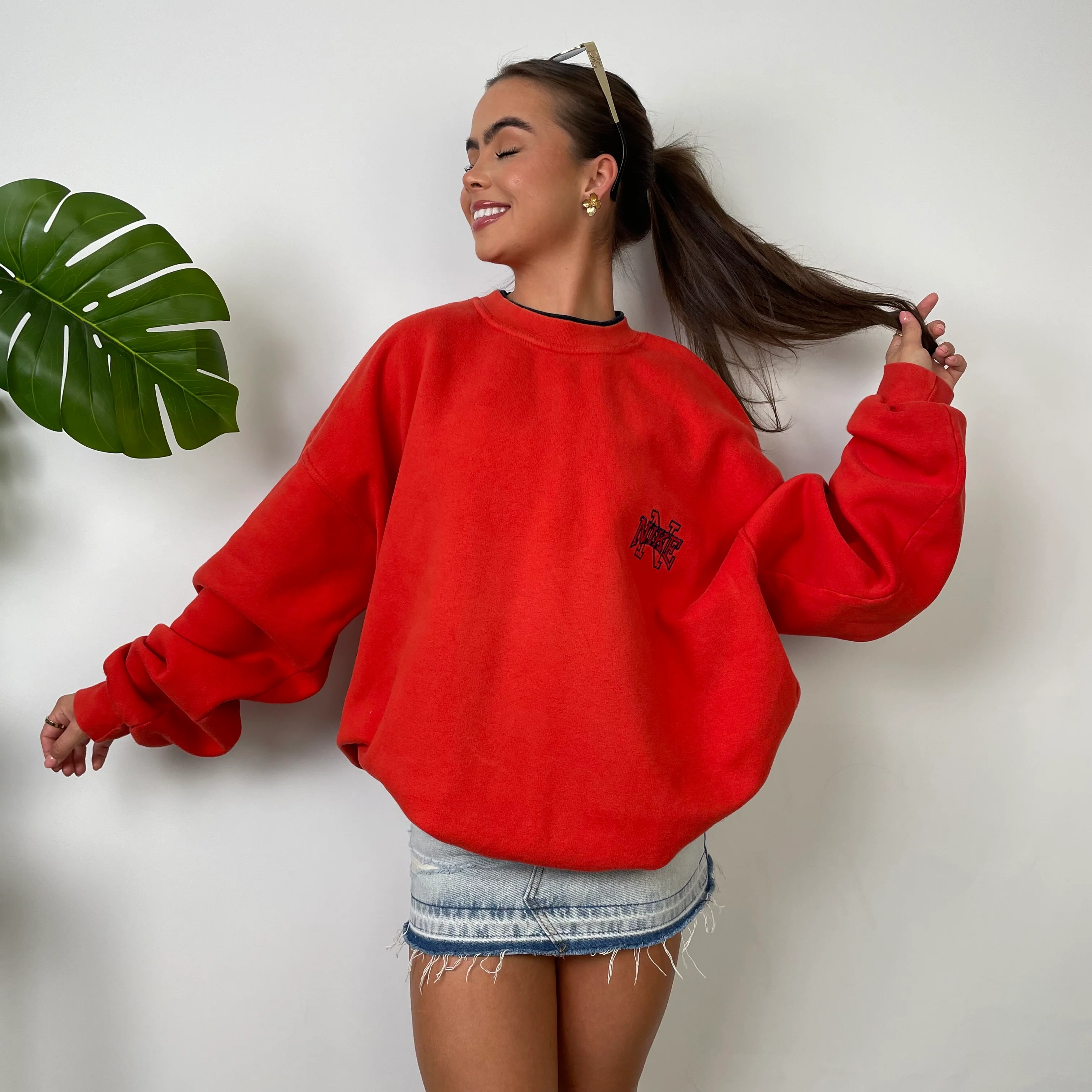 Nike Red Embroidered Spell Out Sweatshirt (L) - Image 8
