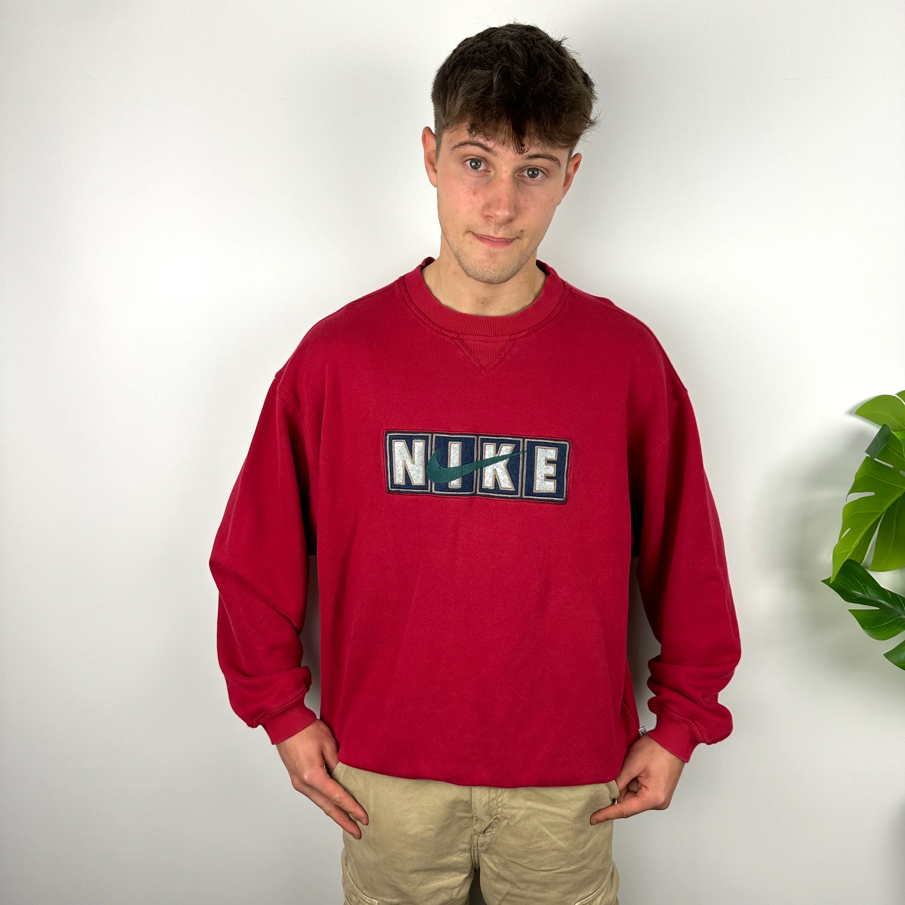 Nike Red Embroidered Spell Out Sweatshirt (L)
