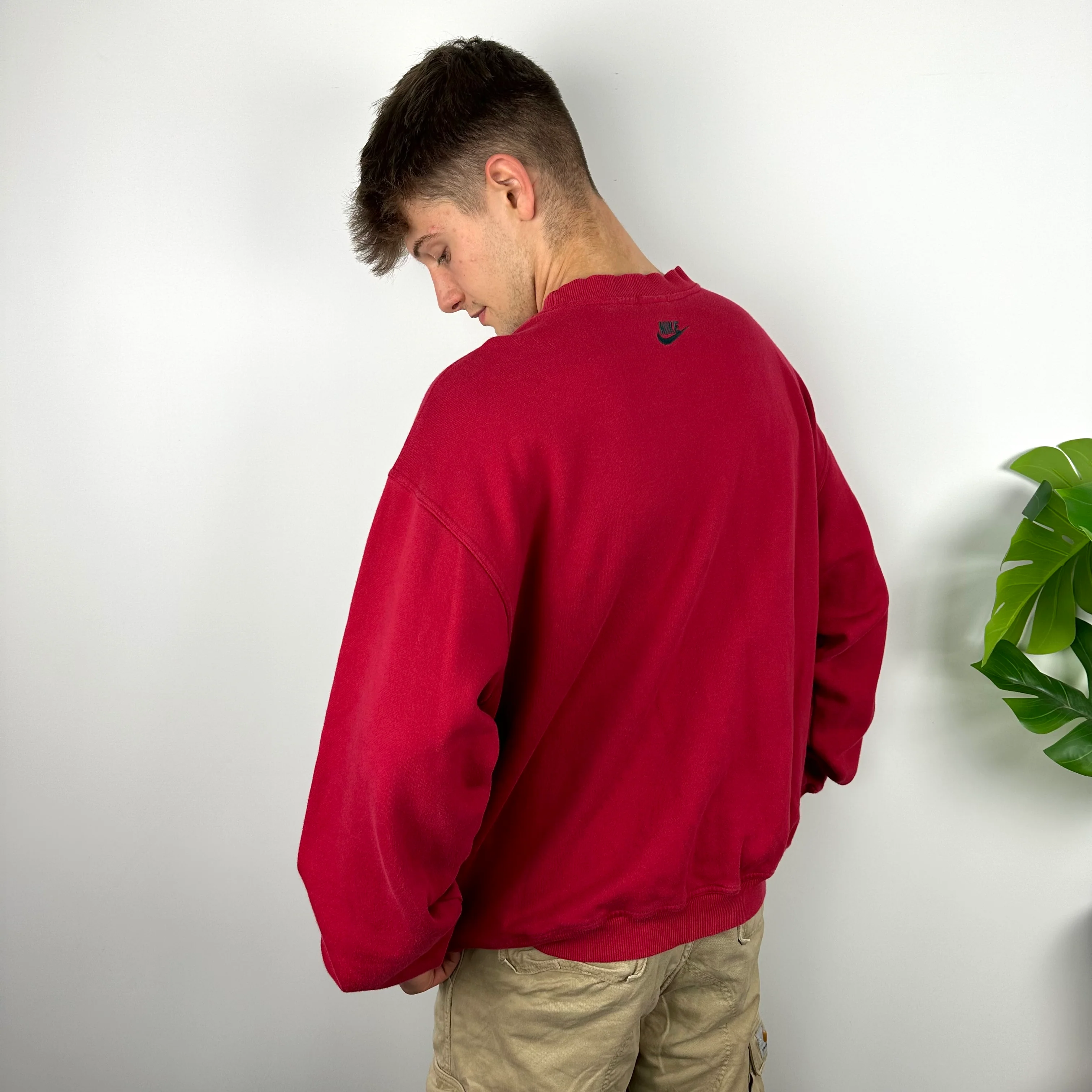 Nike Red Embroidered Spell Out Sweatshirt (L) - Image 4