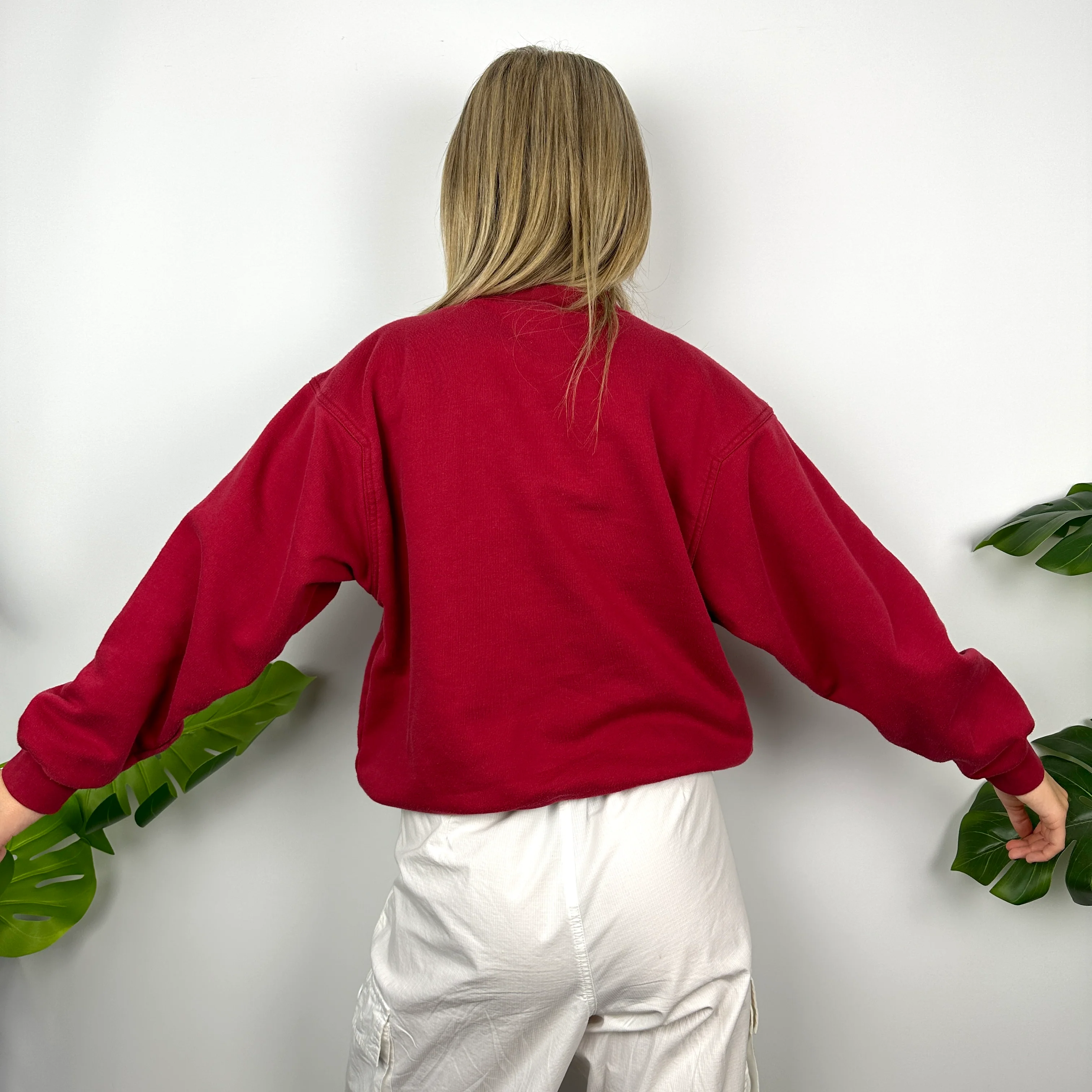 Nike Red Embroidered Spell Out Sweatshirt (S) - Image 5