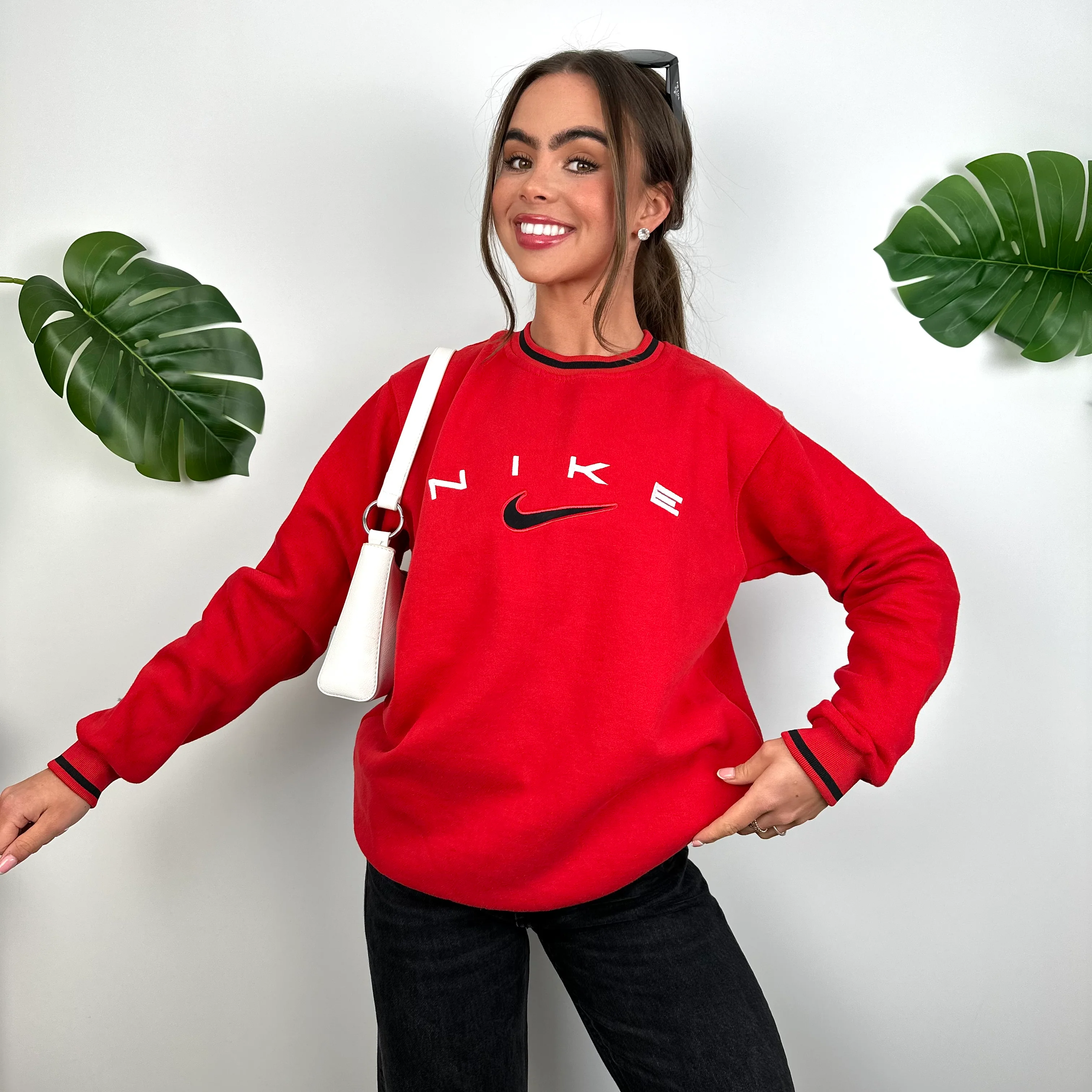 Nike Red Embroidered Spell Out Sweatshirt (M) - Image 2