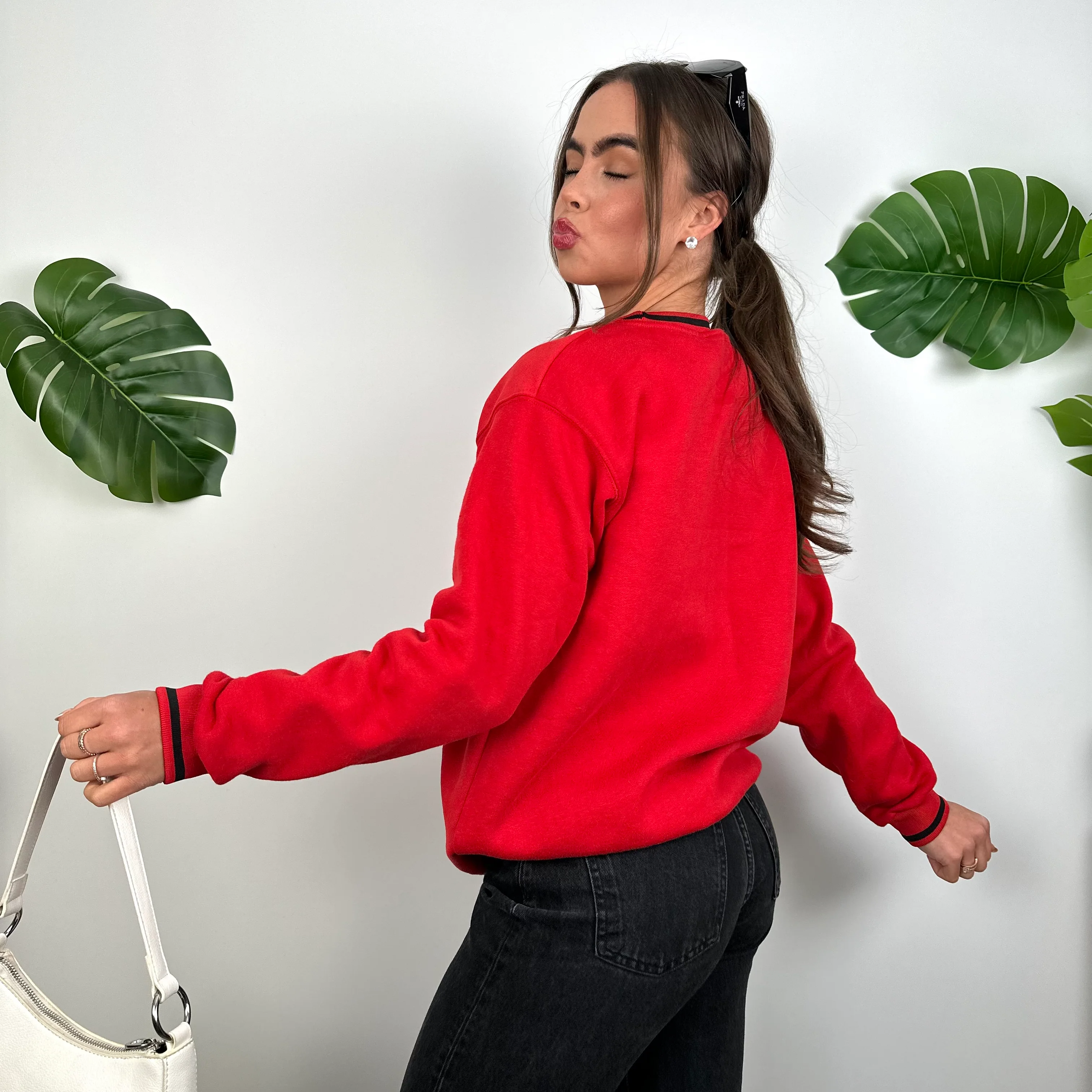 Nike Red Embroidered Spell Out Sweatshirt (M) - Image 7