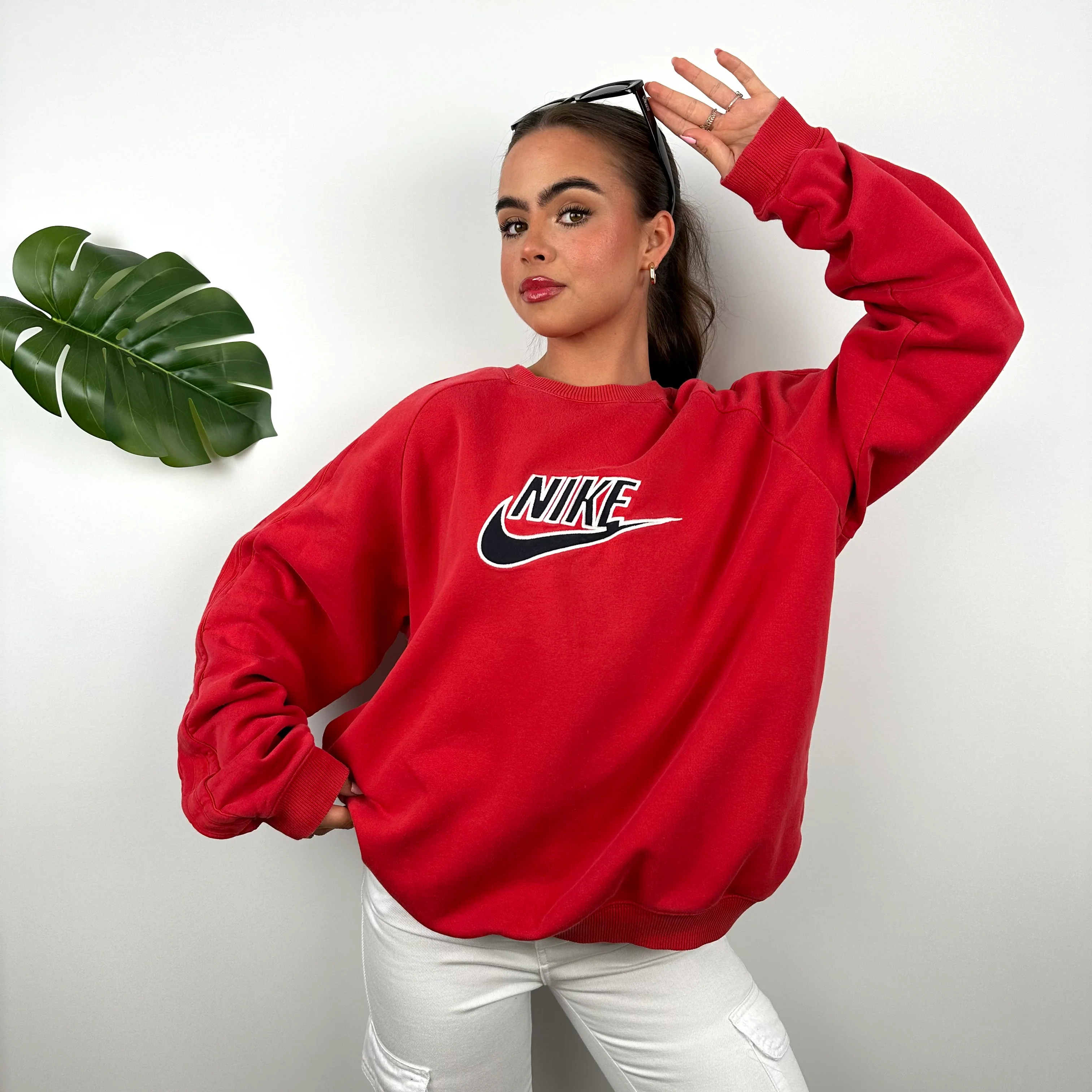 Nike Red Embroidered Spell Out Sweatshirt (M)