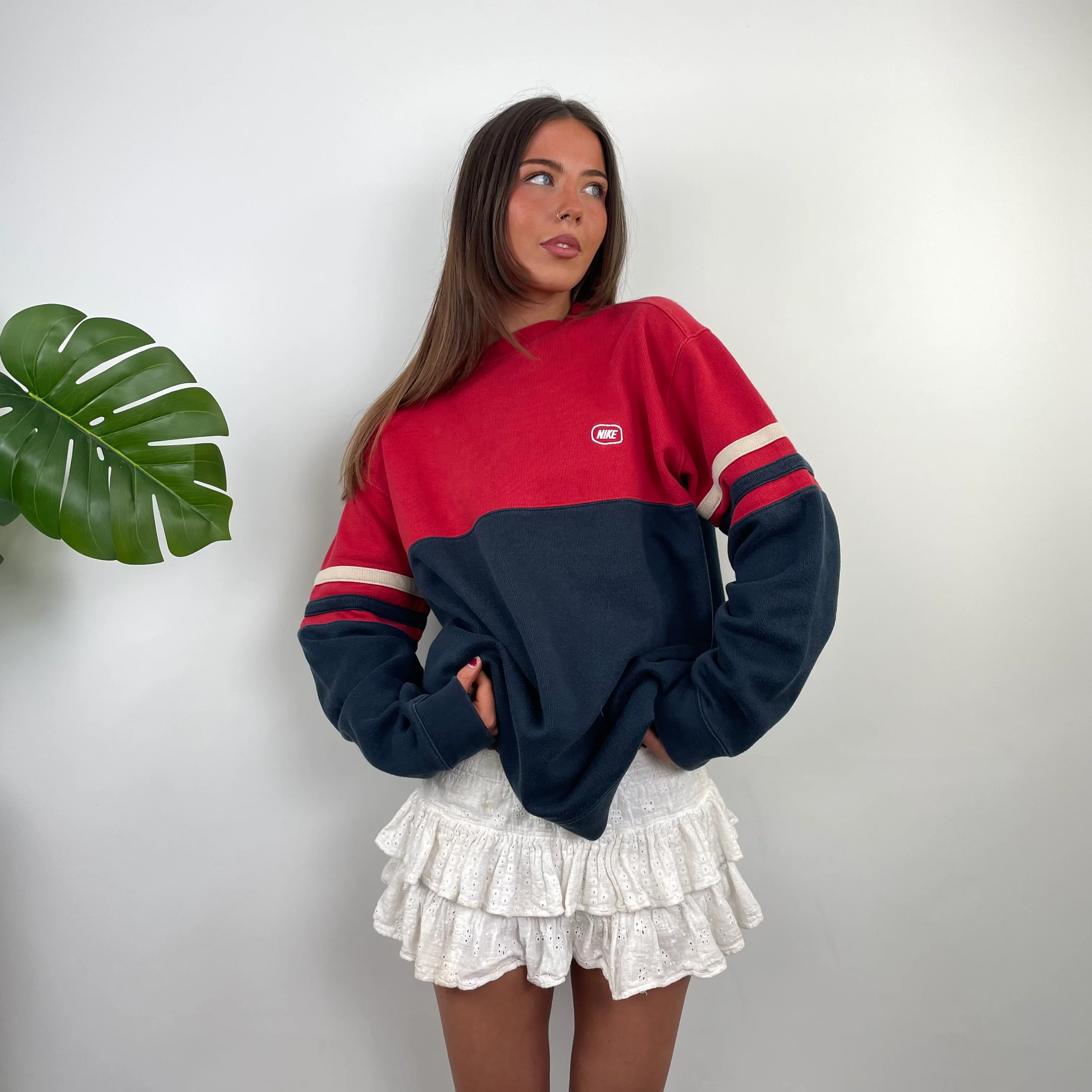 Nike Red Embroidered Spell Out Sweatshirt (L) - Image 2