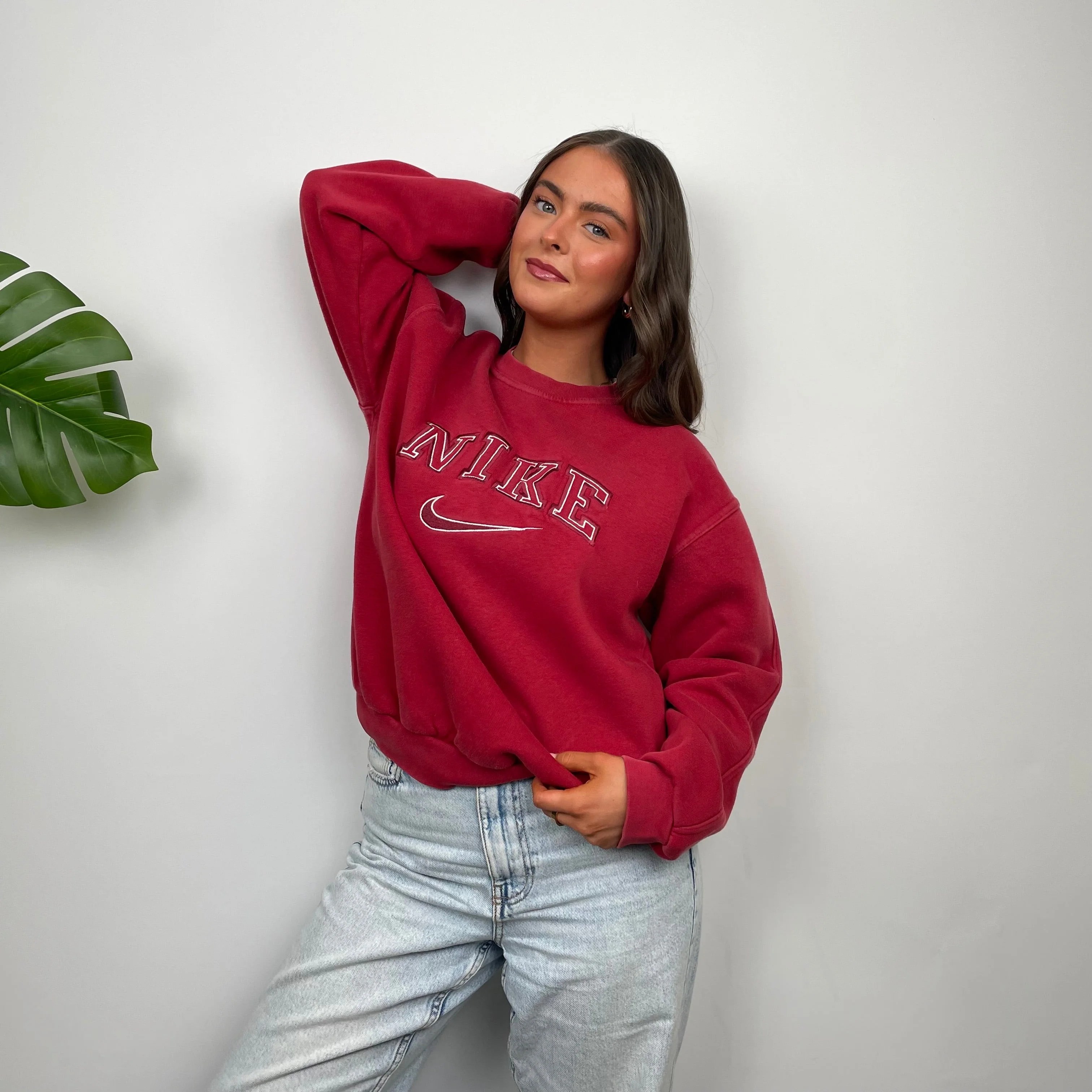 Nike Red Embroidered Spell Out Sweatshirt (L) - Image 3