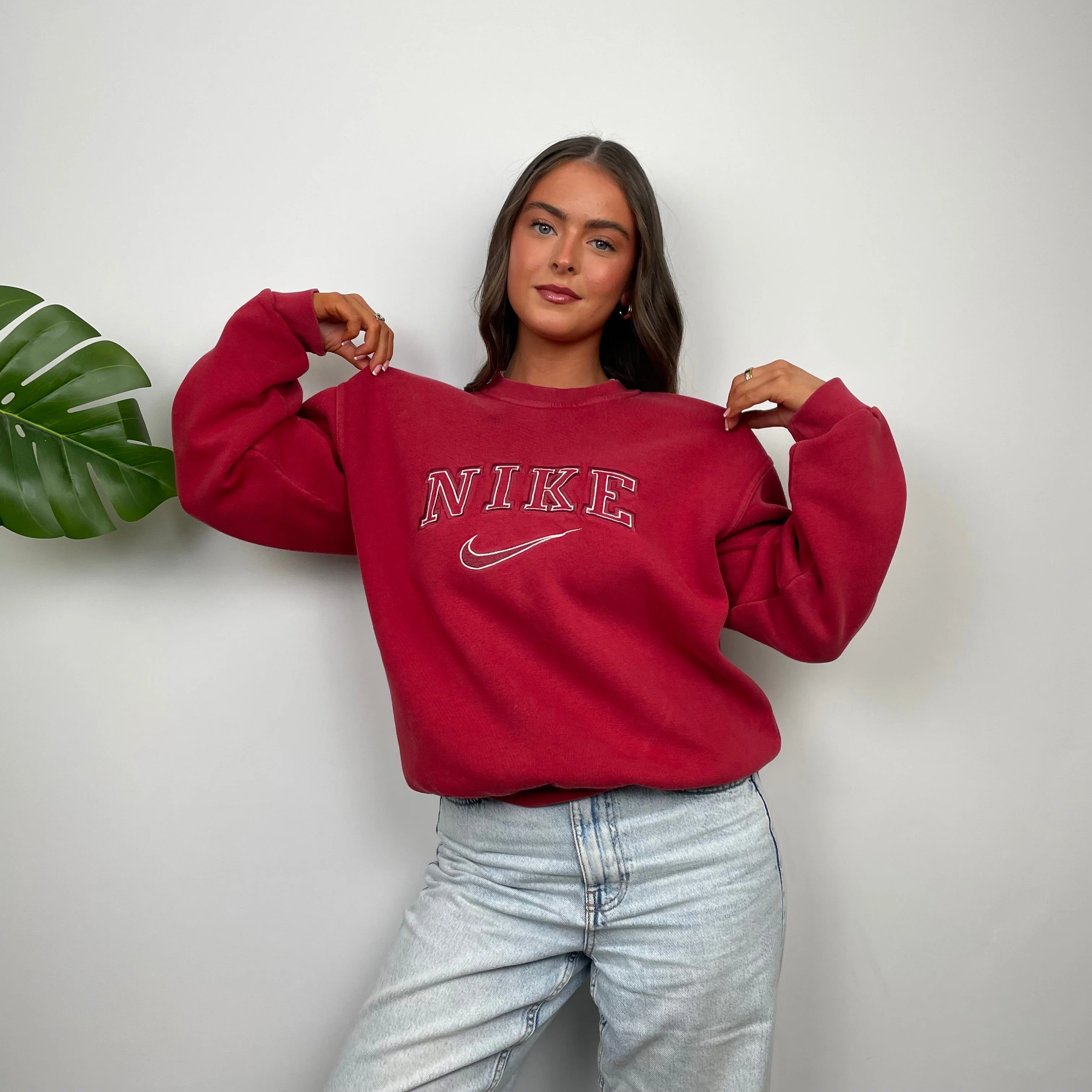 Nike Red Embroidered Spell Out Sweatshirt (L) - Image 4