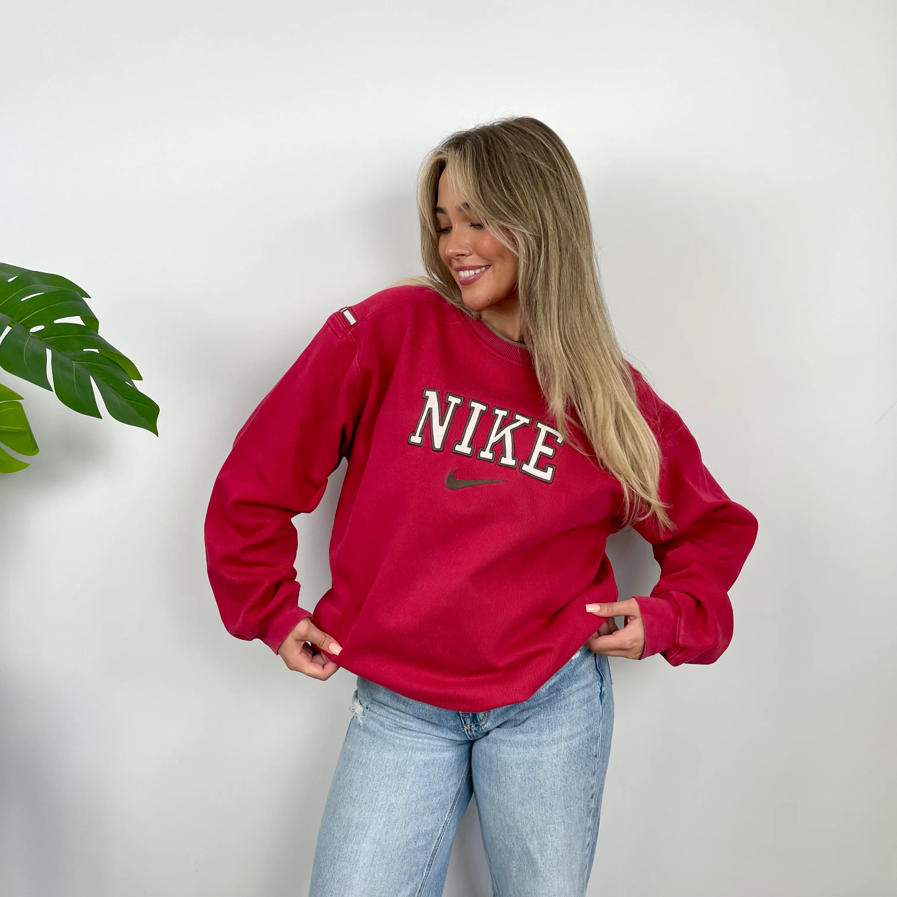 Nike Red Embroidered Spell Out Sweatshirt (L) - Image 3