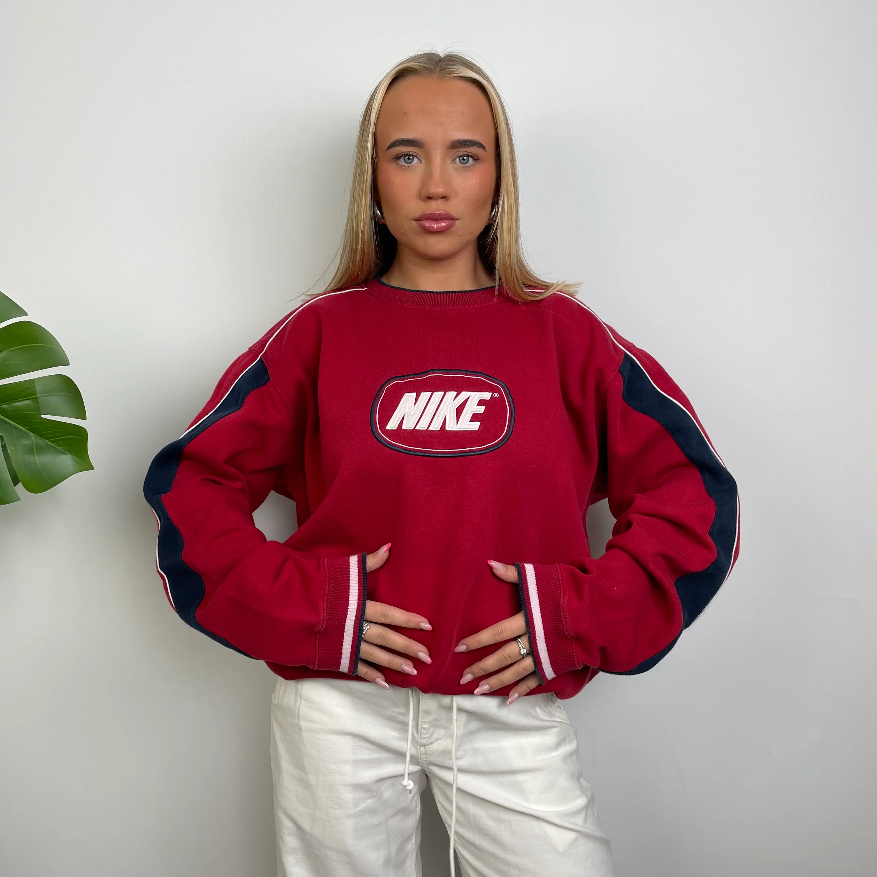 Nike Red Embroidered Spell Out Sweatshirt (L) - Image 6