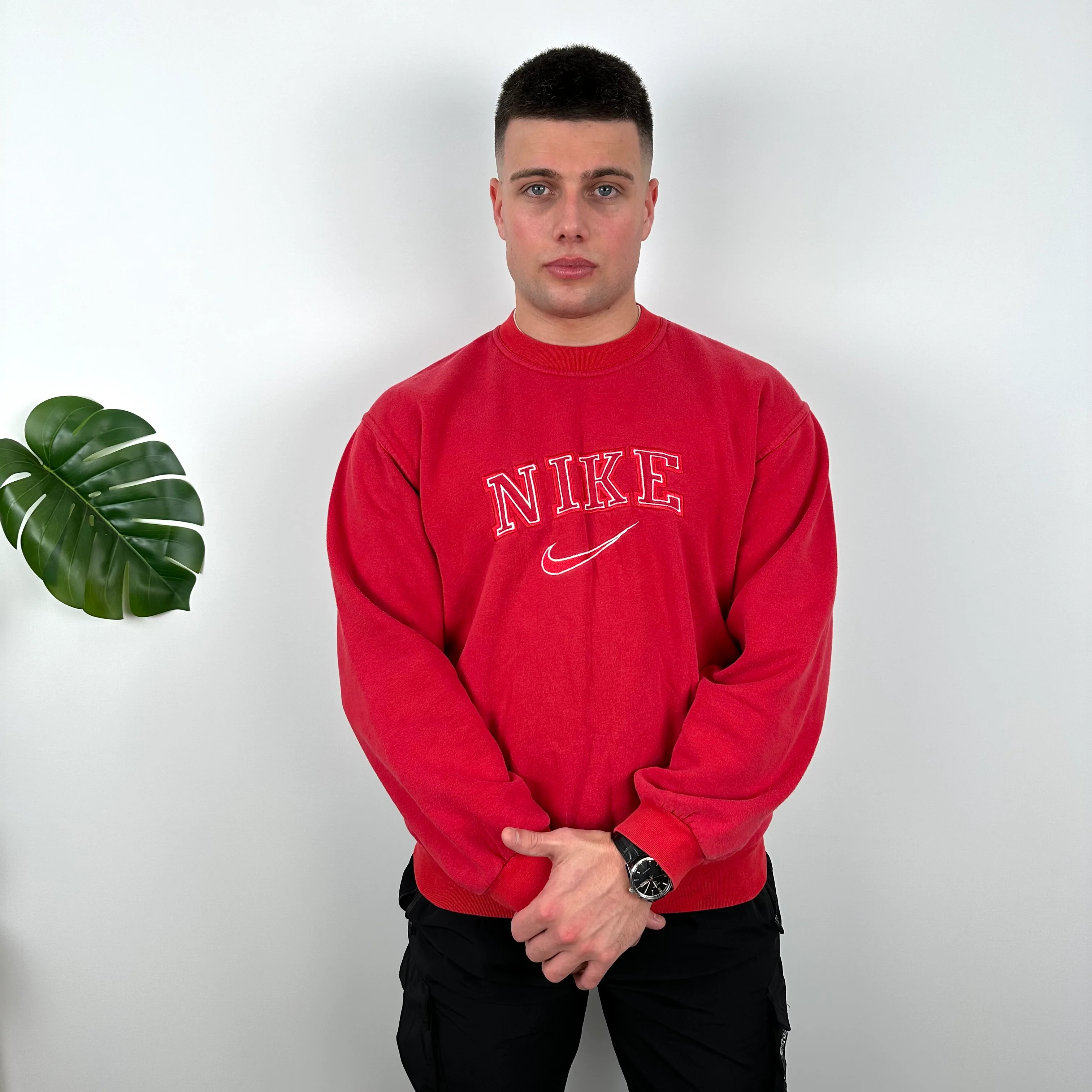 Nike Red Embroidered Spell Out Sweatshirt (M) - Image 10