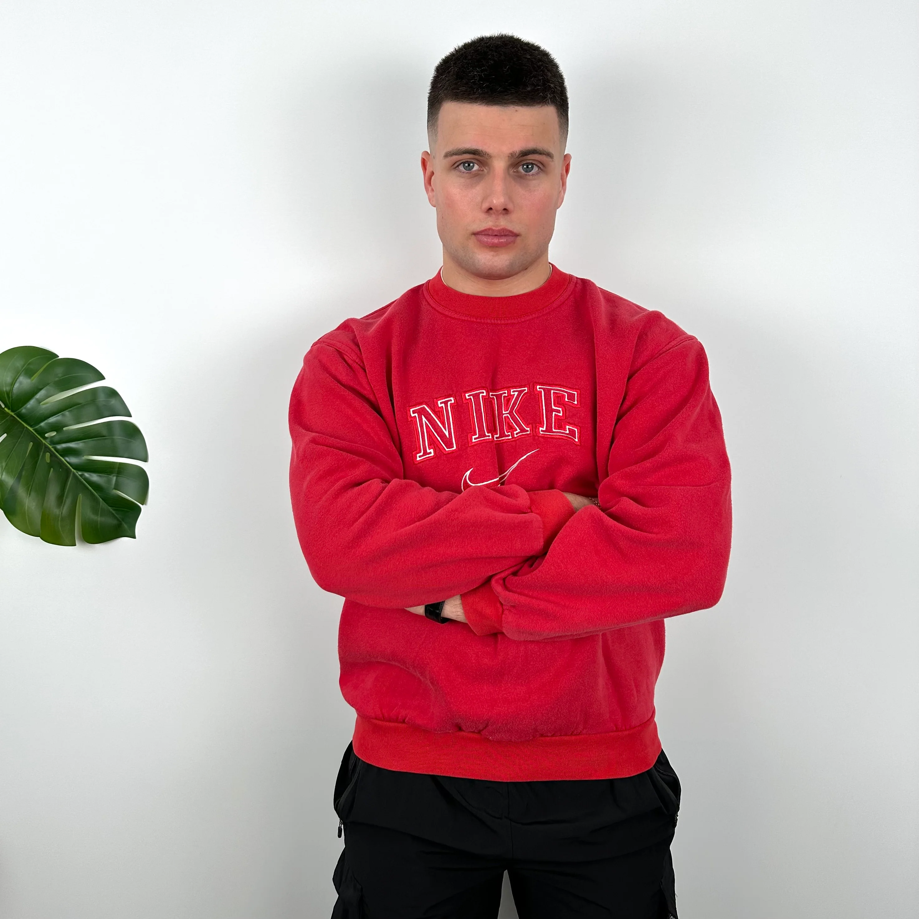 Nike Red Embroidered Spell Out Sweatshirt (M) - Image 4