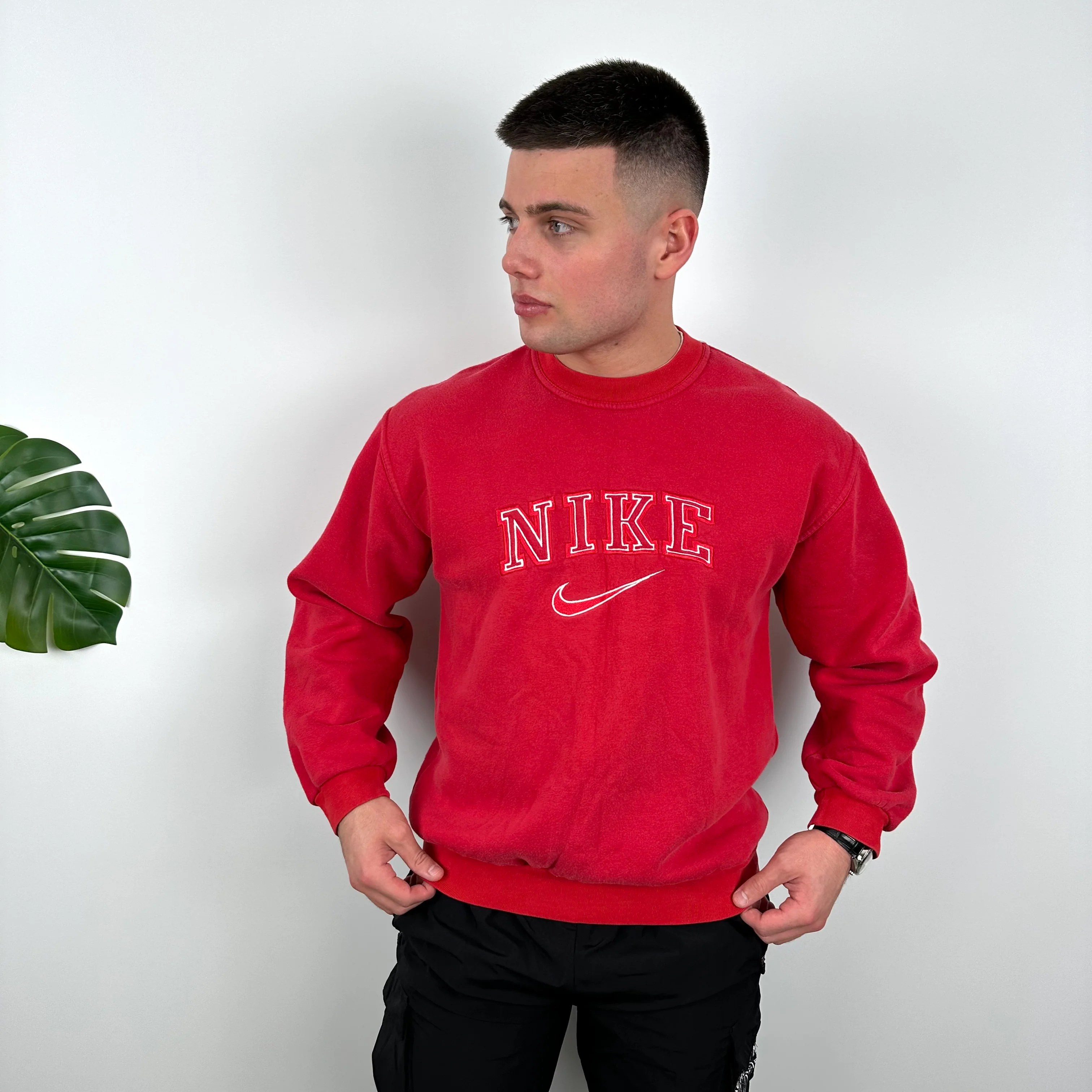 Nike Red Embroidered Spell Out Sweatshirt (M) - Image 8