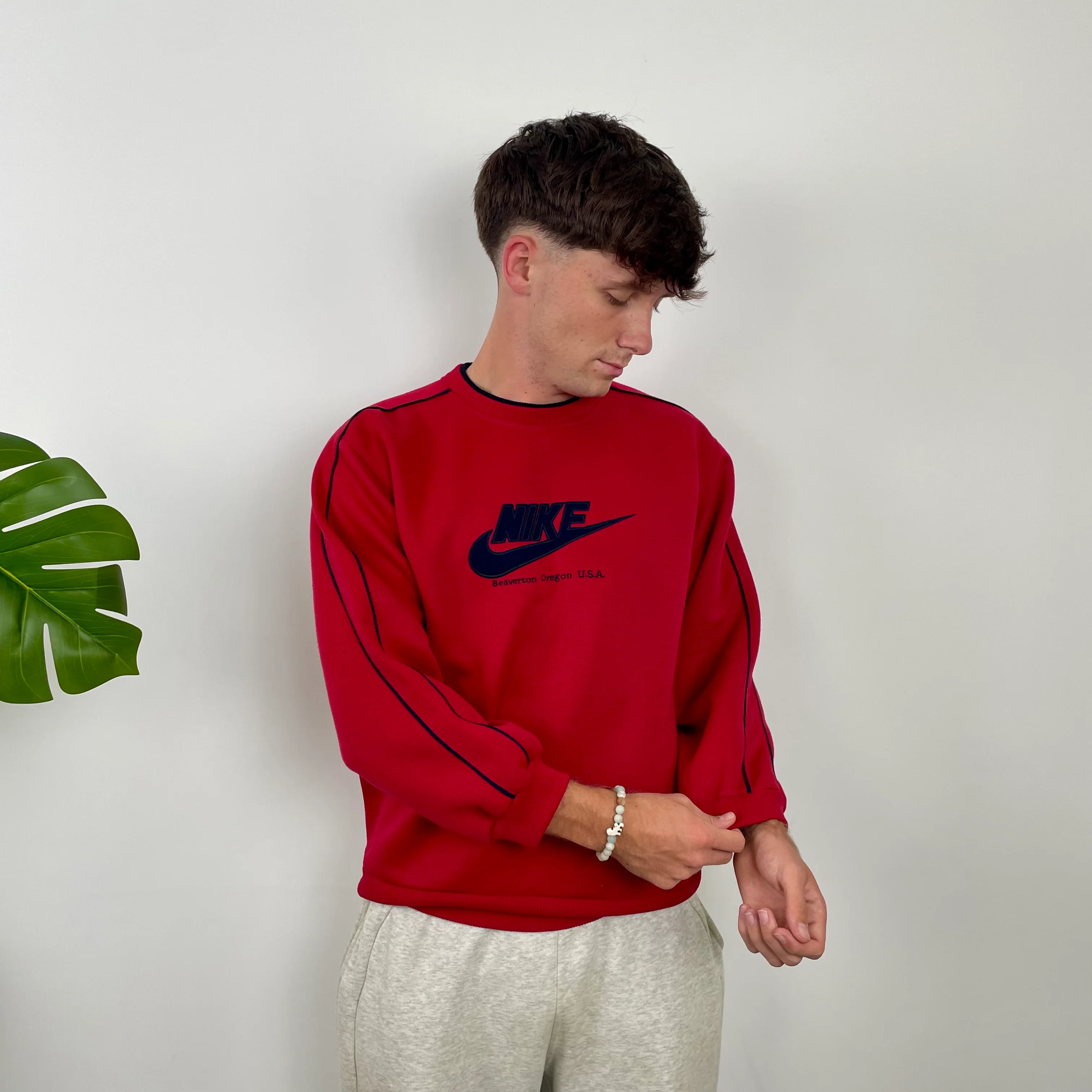 Nike Red Embroidered Spell Out Sweatshirt (S) - Image 6