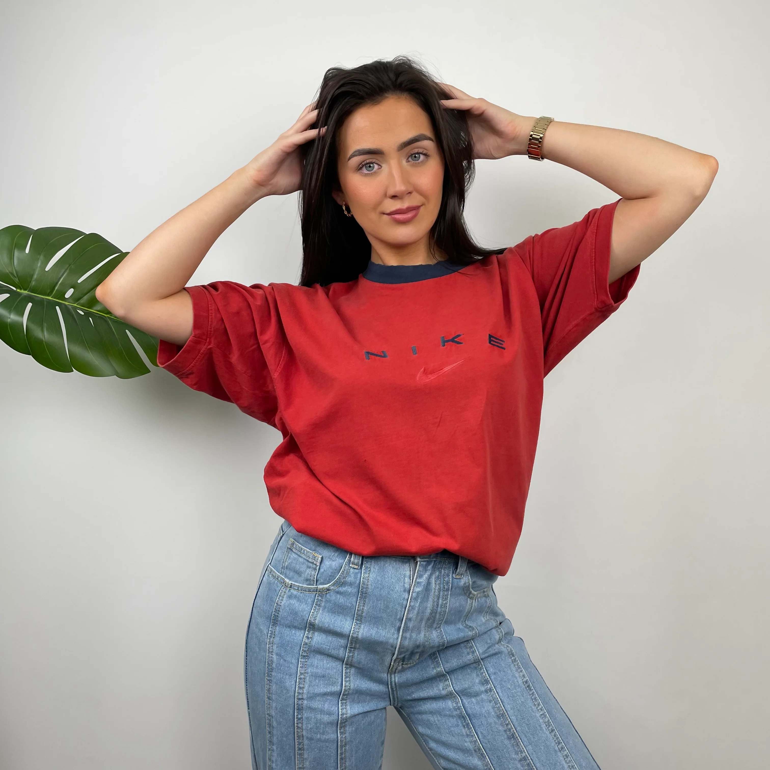Nike Red Embroidered Spell Out T Shirt (S) - Image 2