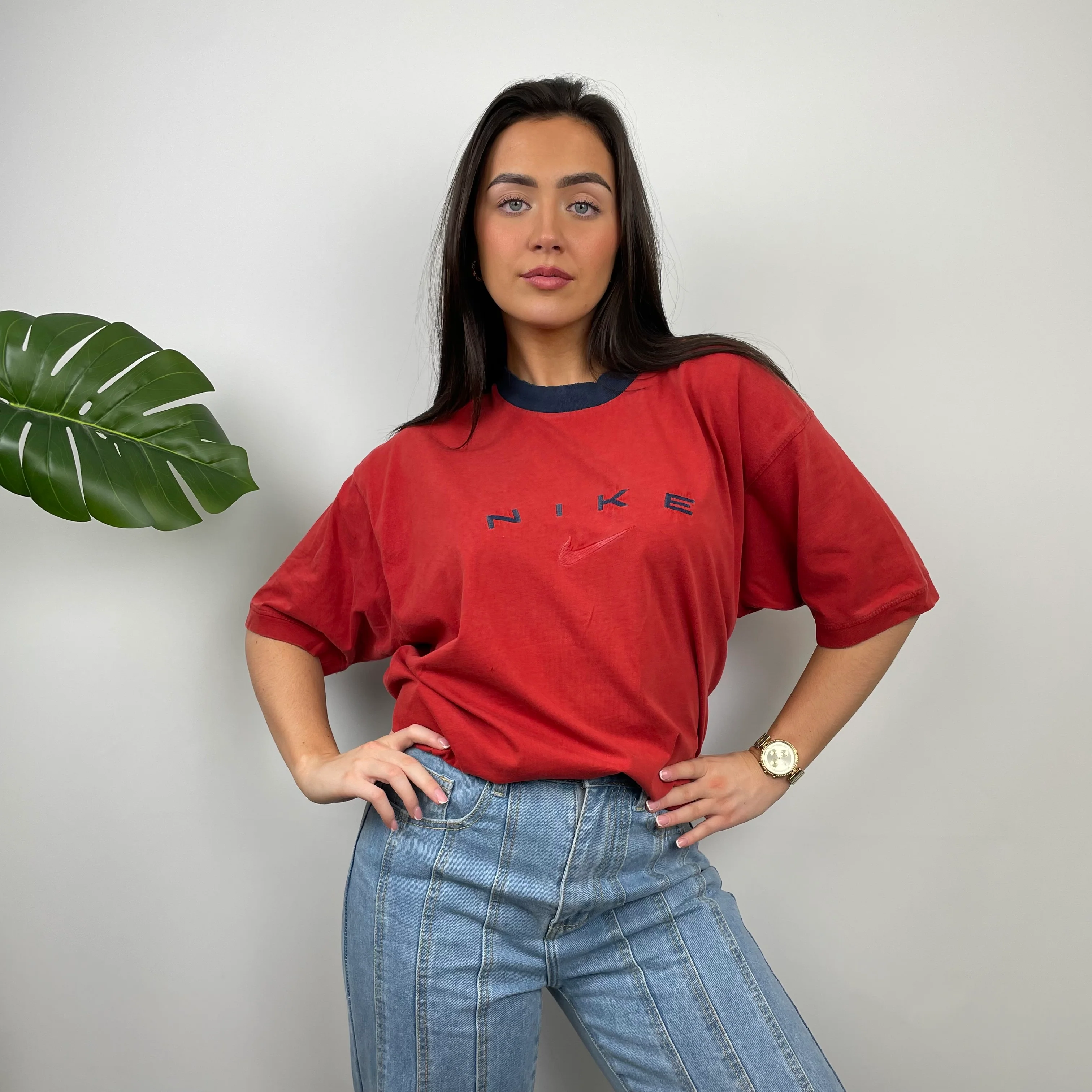 Nike Red Embroidered Spell Out T Shirt (S) - Image 3