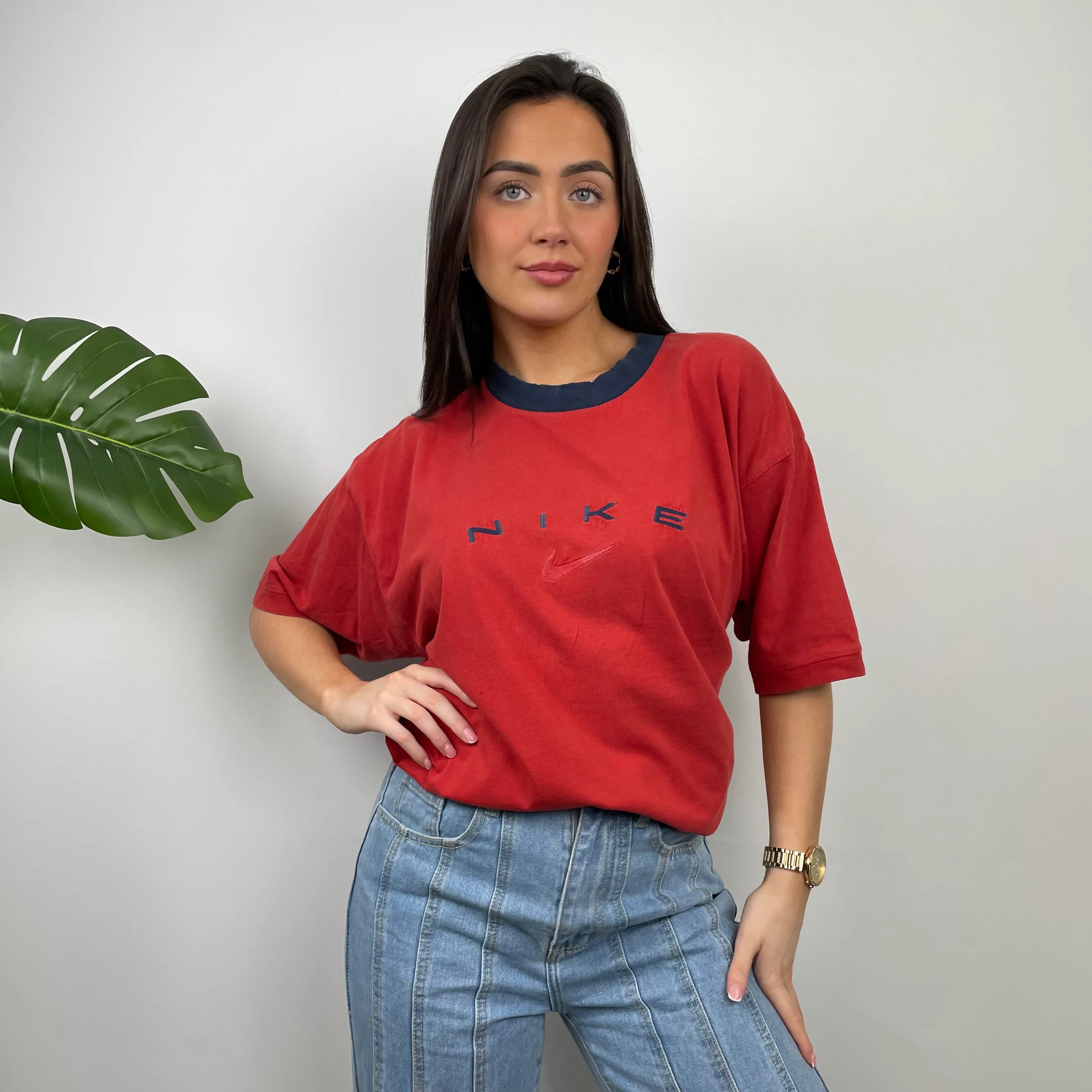Nike Red Embroidered Spell Out T Shirt (S) - Image 4